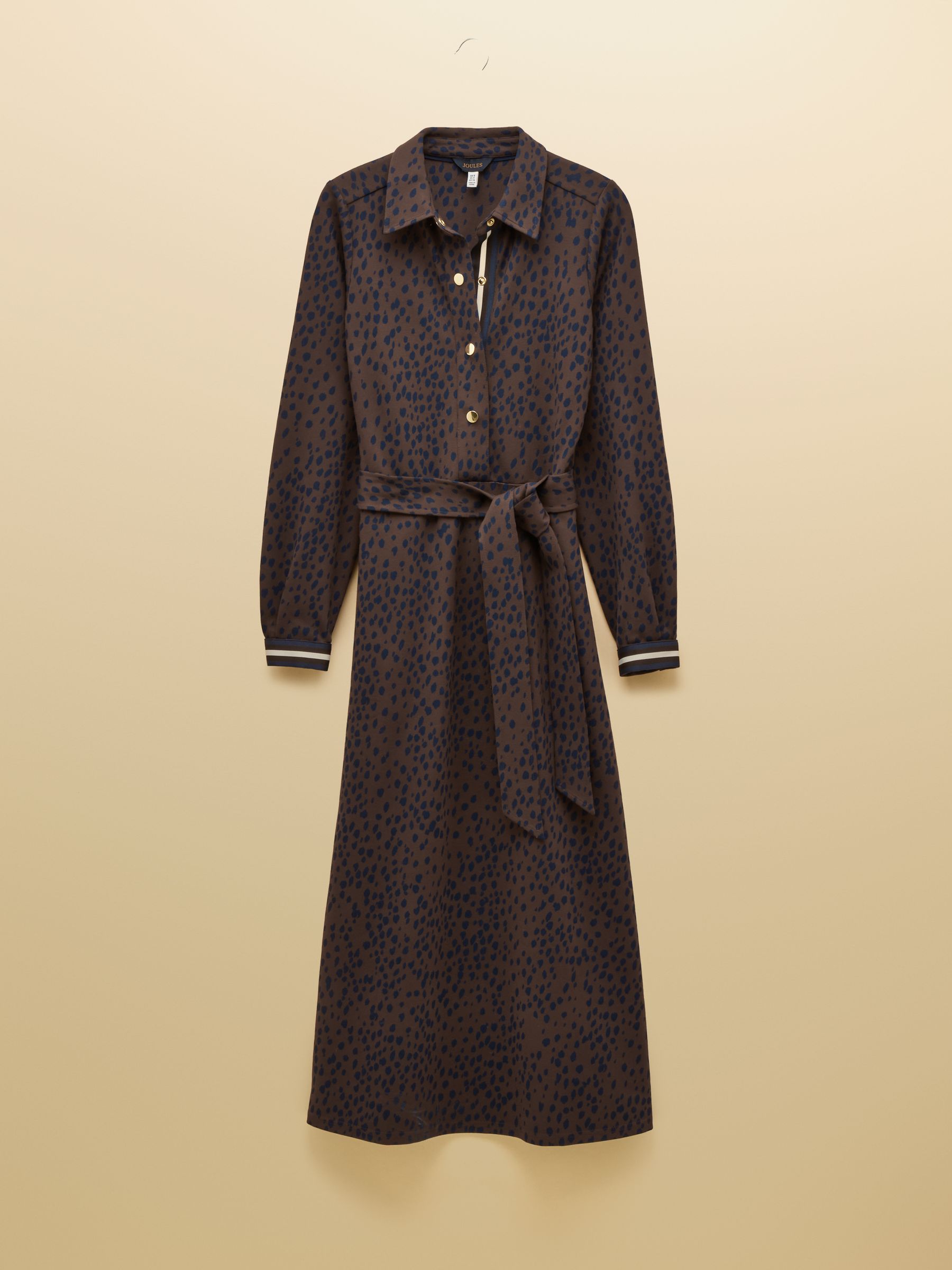 Louisa Brown Spot Tie Waist Long Sleeve Ponte Dress - Image 8 of 8