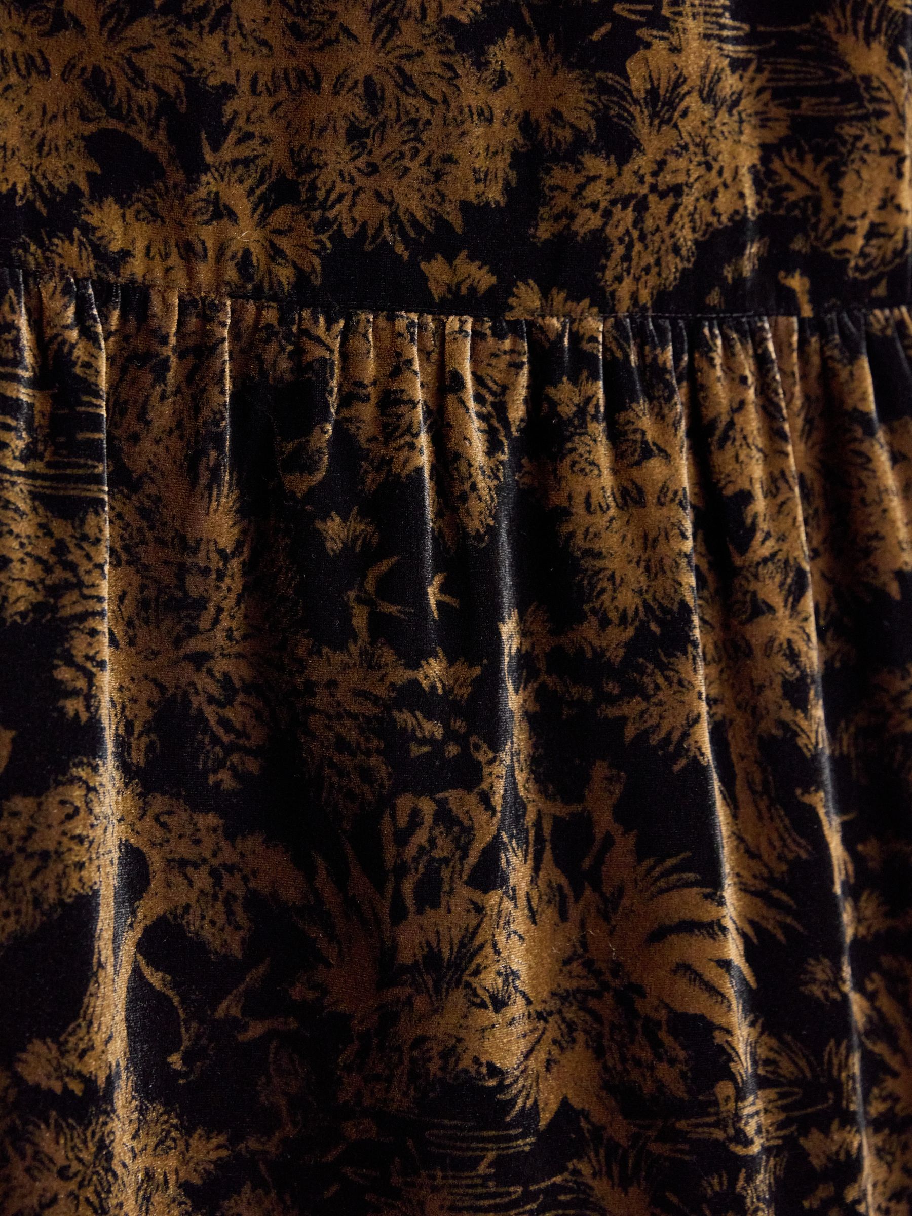 Rosalind Black Toile Velvet V-Neck Dress - Image 6 of 7