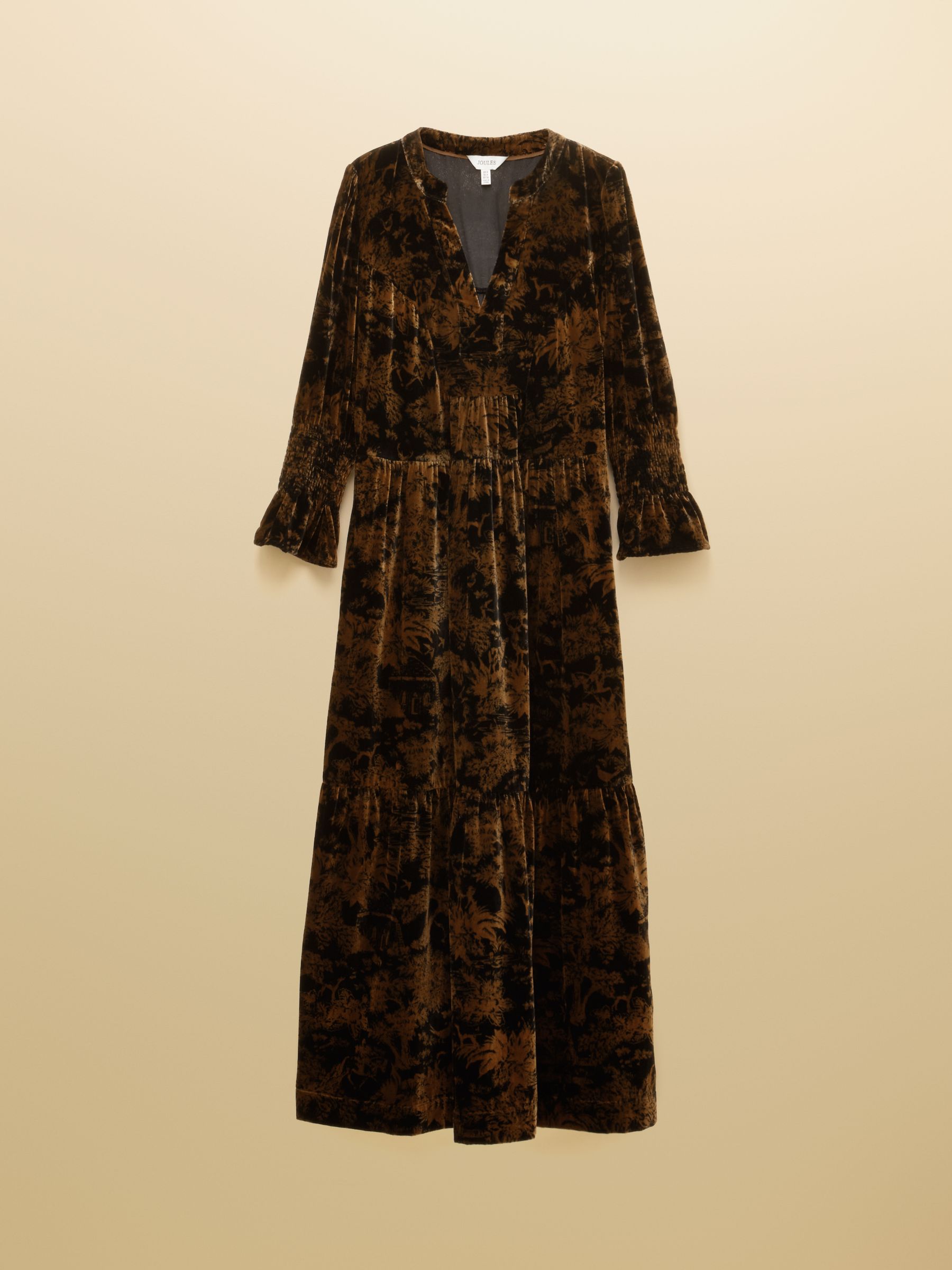 Rosalind Black Toile Velvet V-Neck Dress - Image 7 of 7