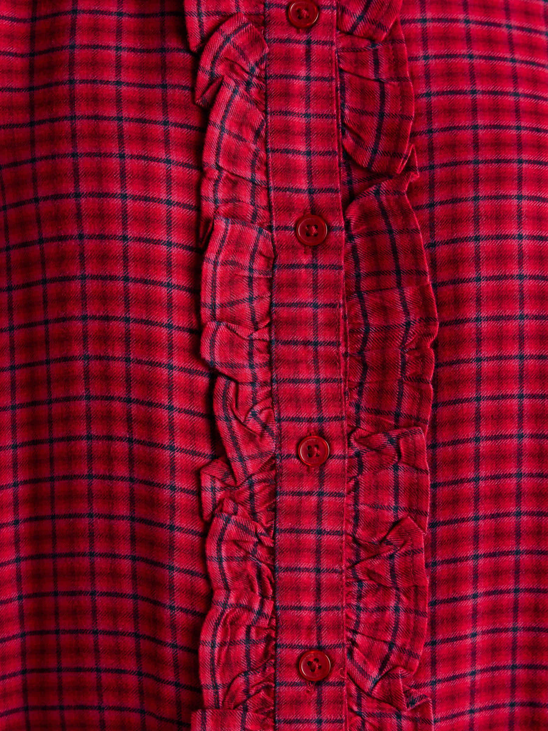 Selene Red Check Brushed Ruffle Shirt - Image 8 of 9