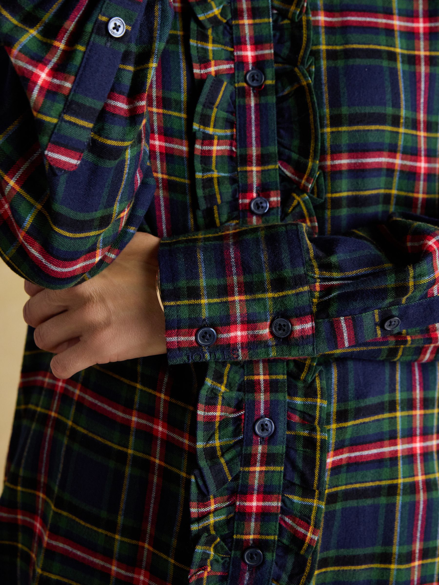 Selene Navy Check Brushed Ruffle Shirt - Image 9 of 10