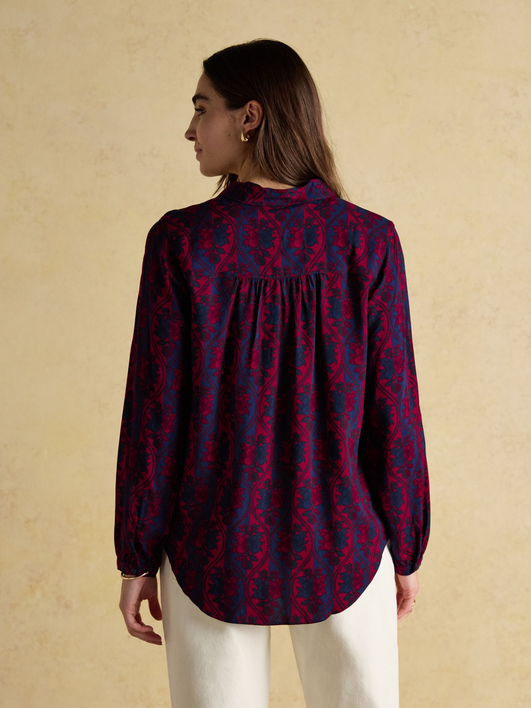 Elvina Burgundy Printed Relaxed Fit Shirt - Image 2 of 8