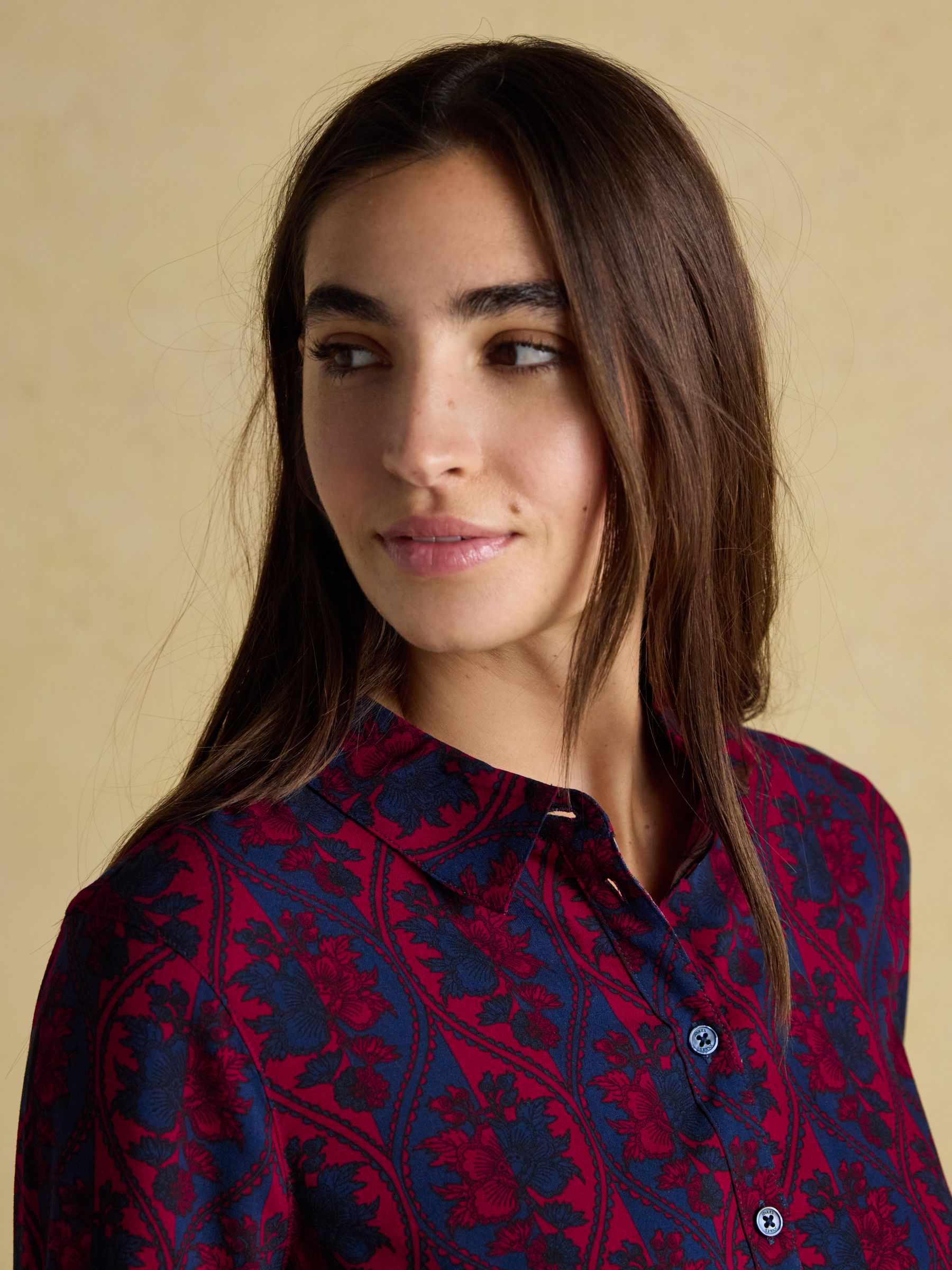 Elvina Burgundy Printed Relaxed Fit Shirt - Image 3 of 8