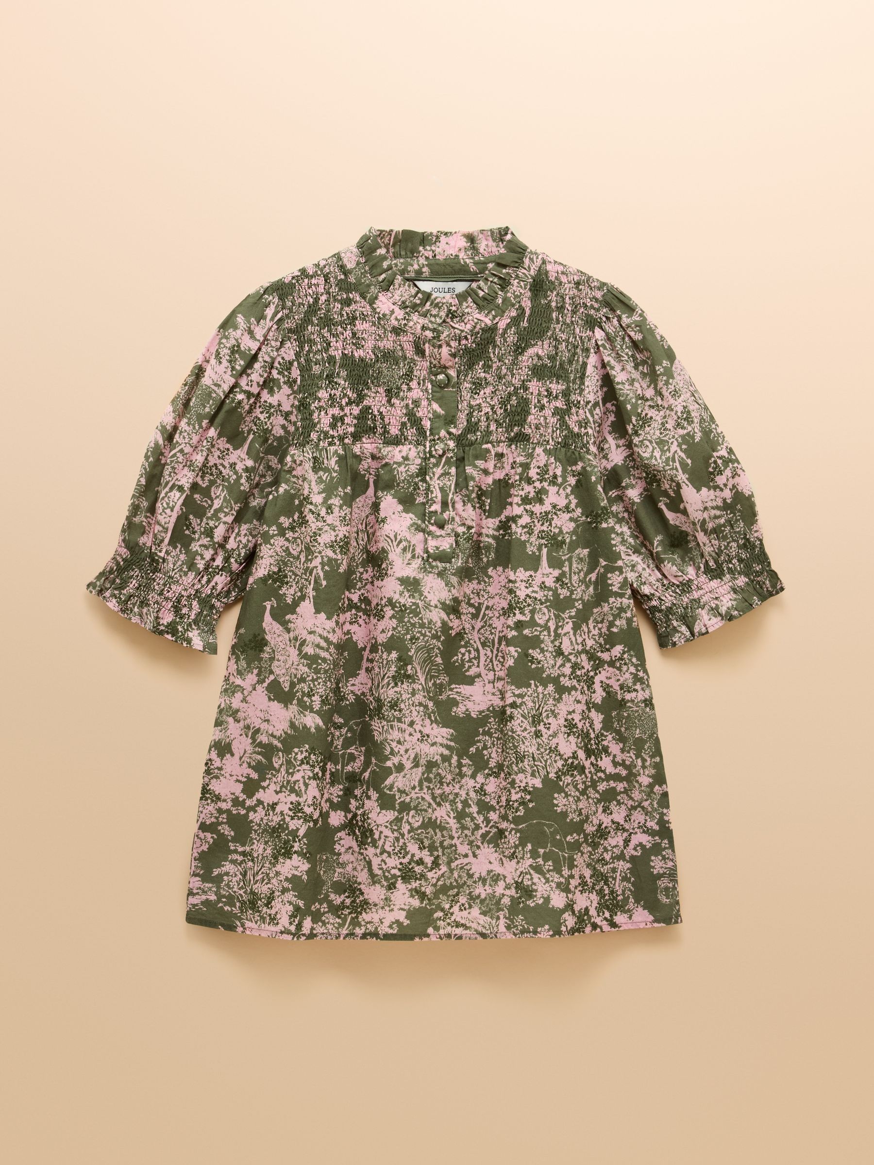 Silvia Green Frill Neck Smocked Blouse - Image 9 of 9