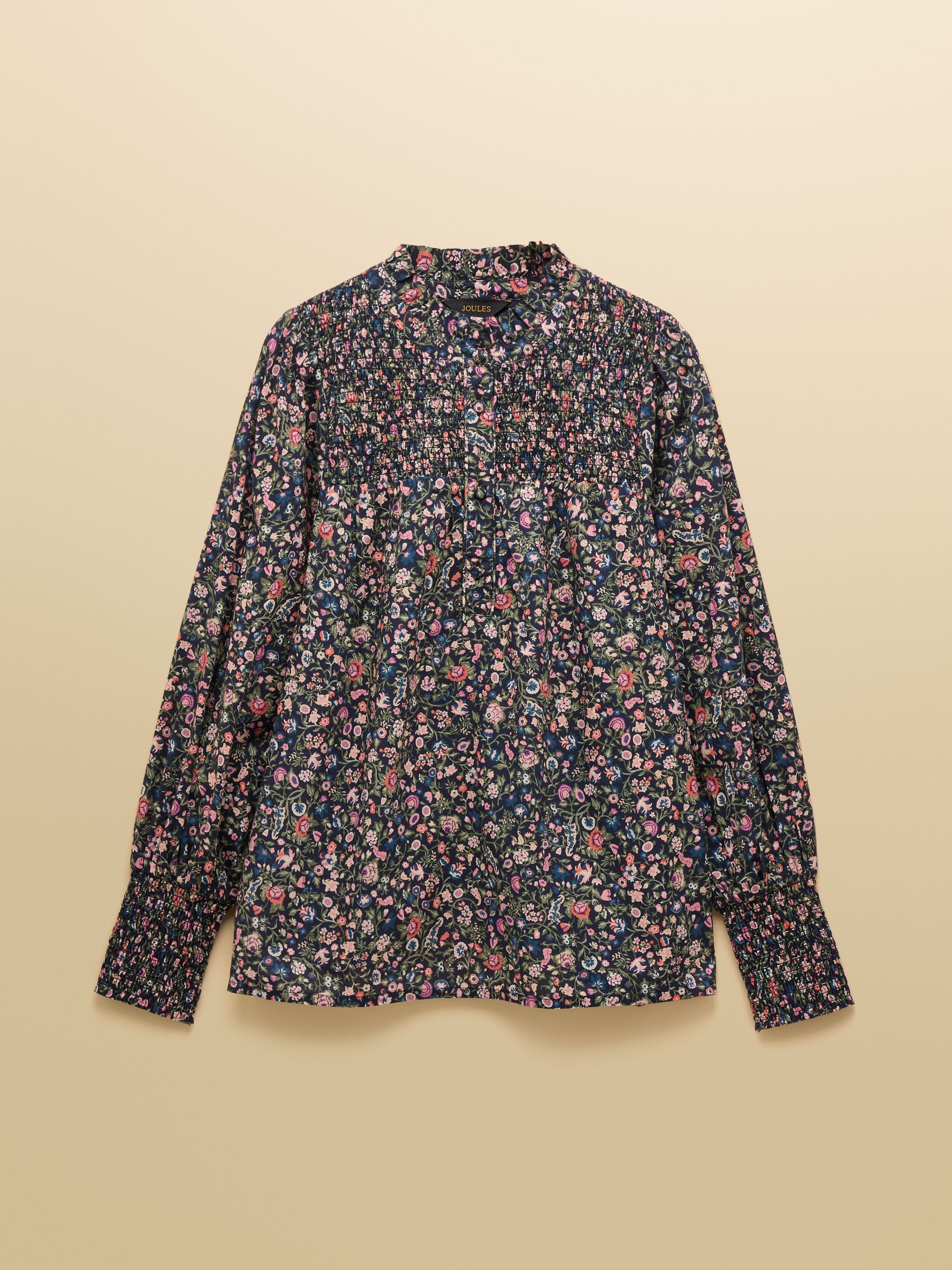 Silvia Multi Long Sleeved Frill Neck Smocked Blouse - Image 8 of 8