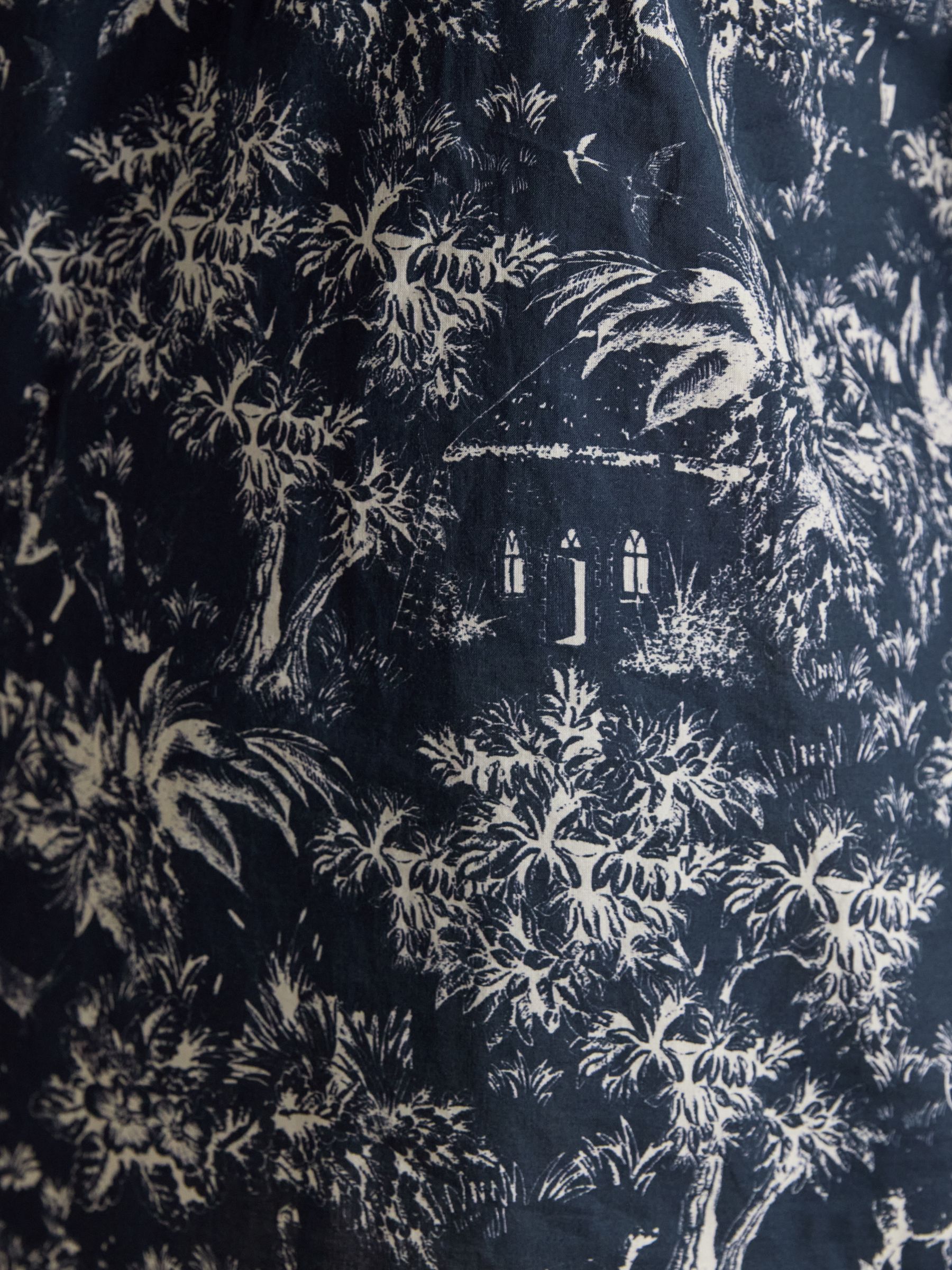 Melanie Navy/White Toile Ruffle Blouse | Joules