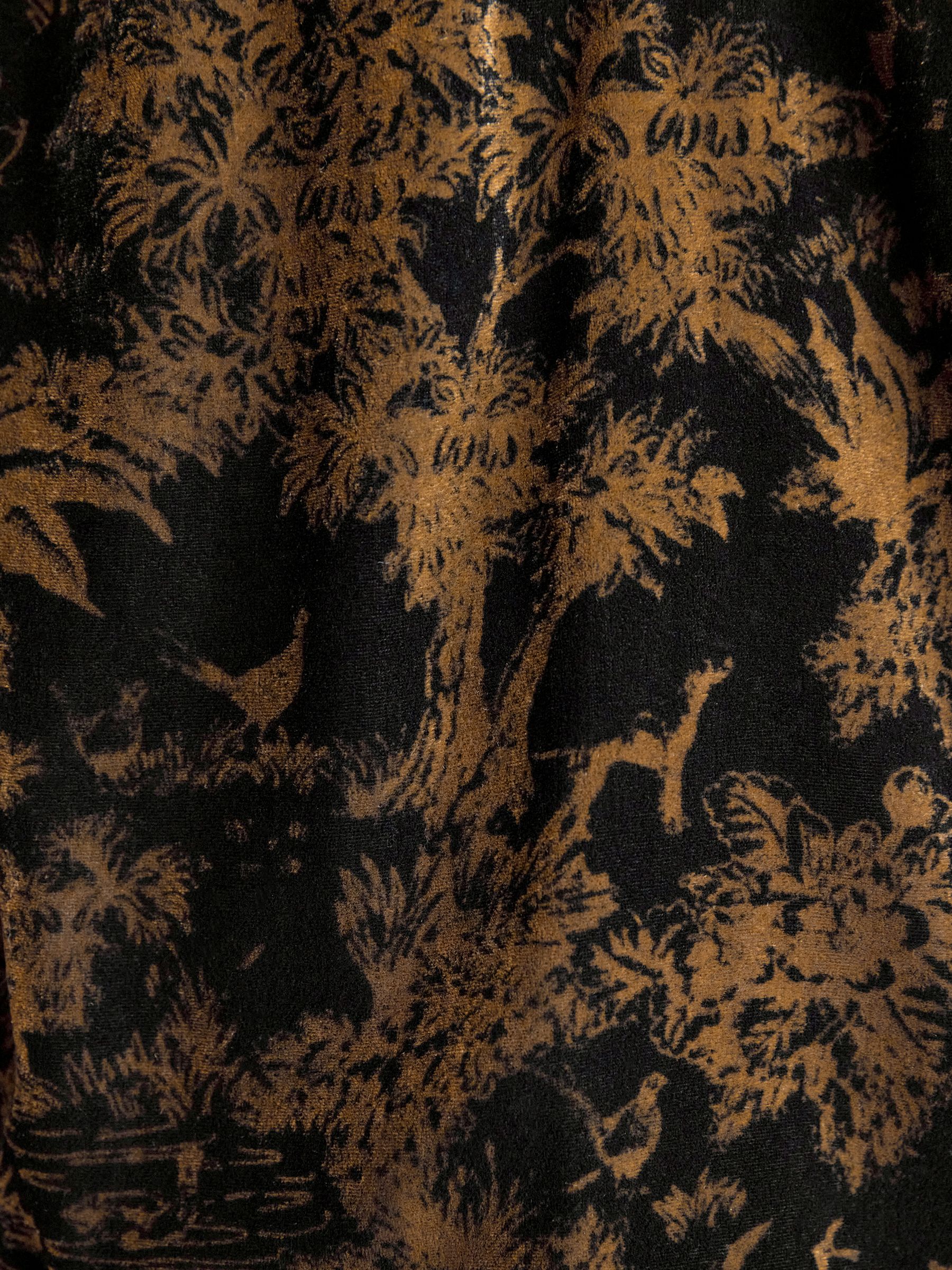Silvia Black & Gold Smocked Velvet Short Sleeve Blouse - Image 7 of 8