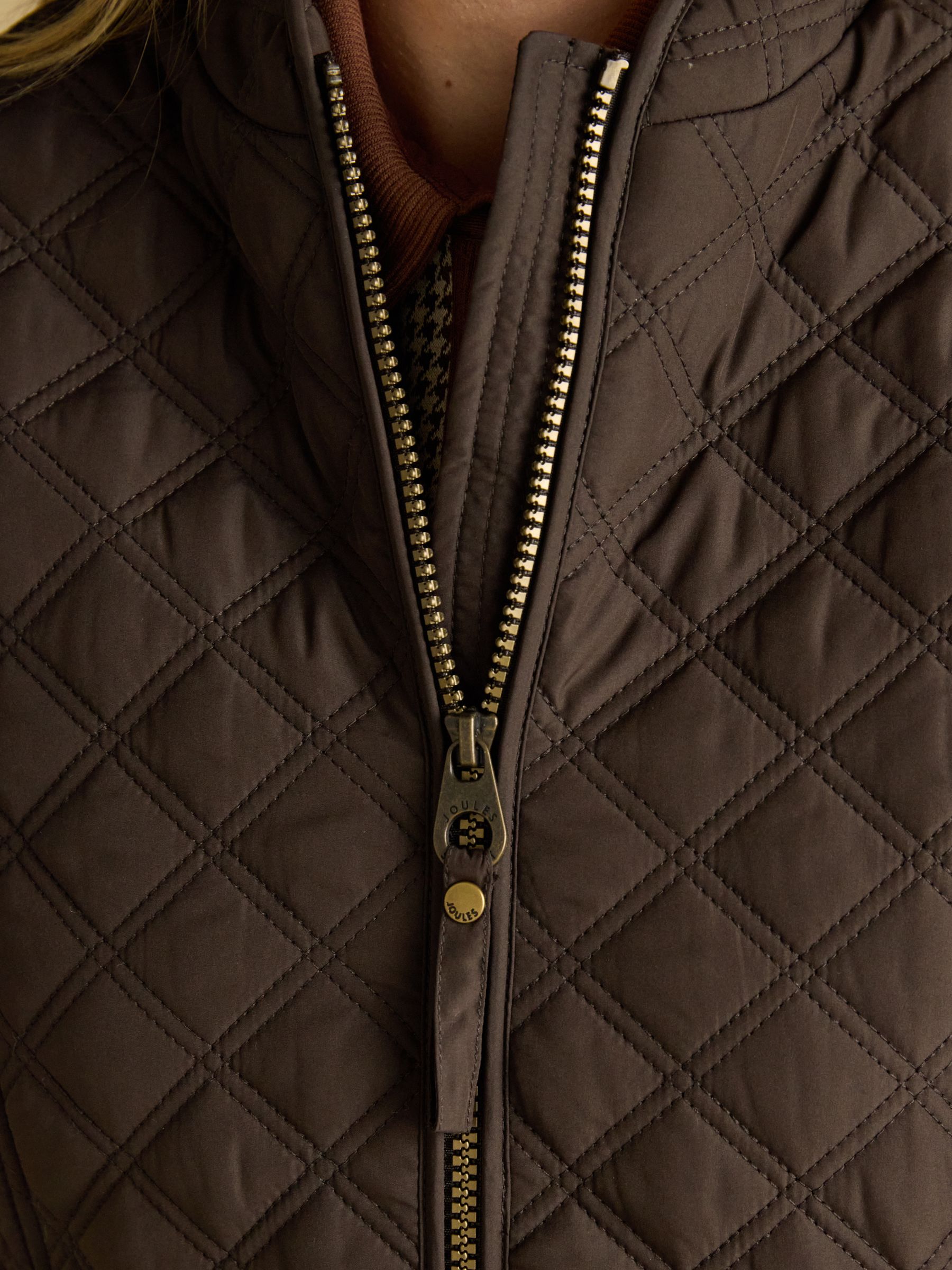 Minx Brown Showerproof Diamond Quilted Gilet - Image 8 of 13