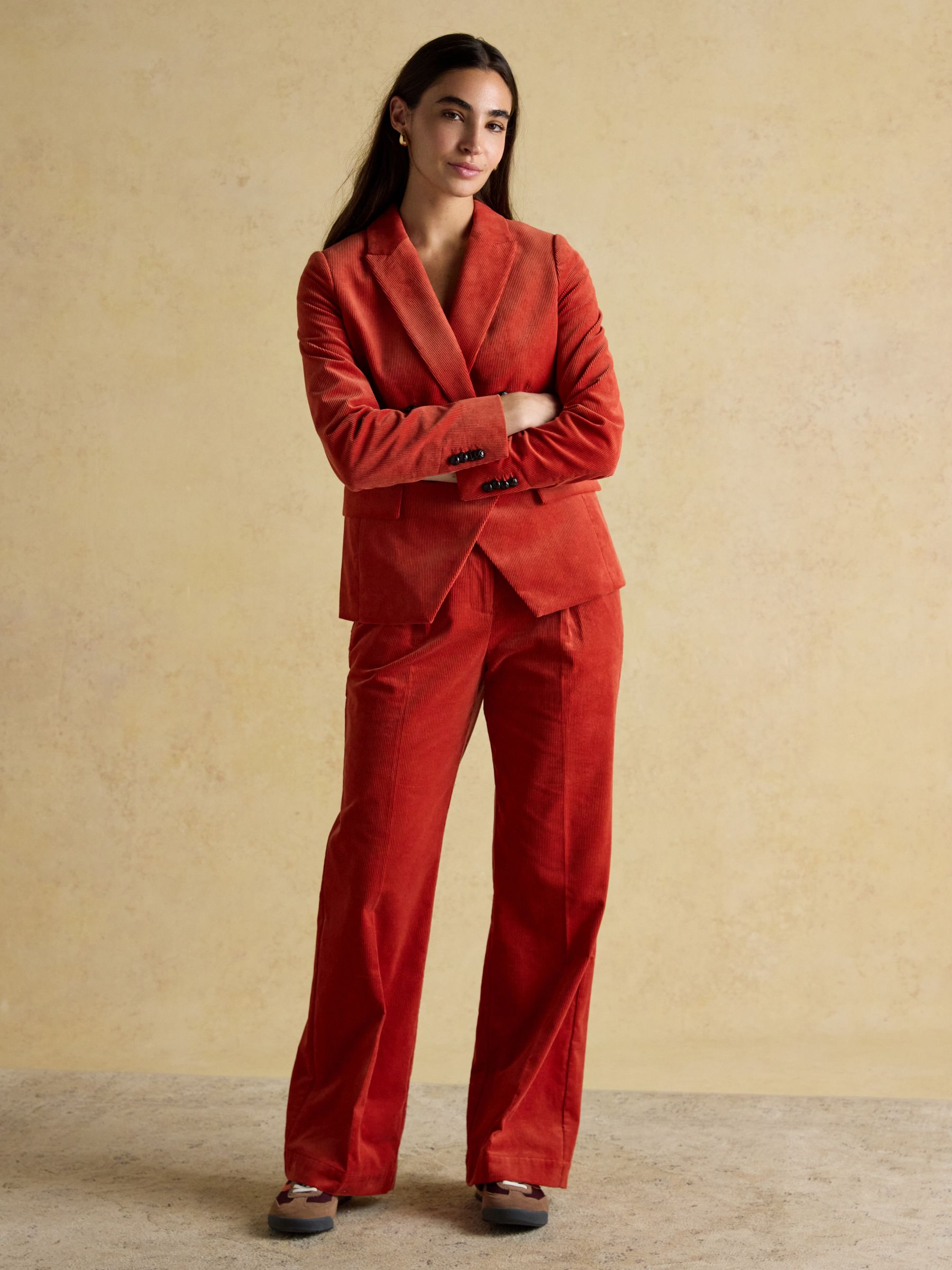 Fernhill Burnt Orange Cord Wide Leg Pleated Trouser - Image 11 of 12