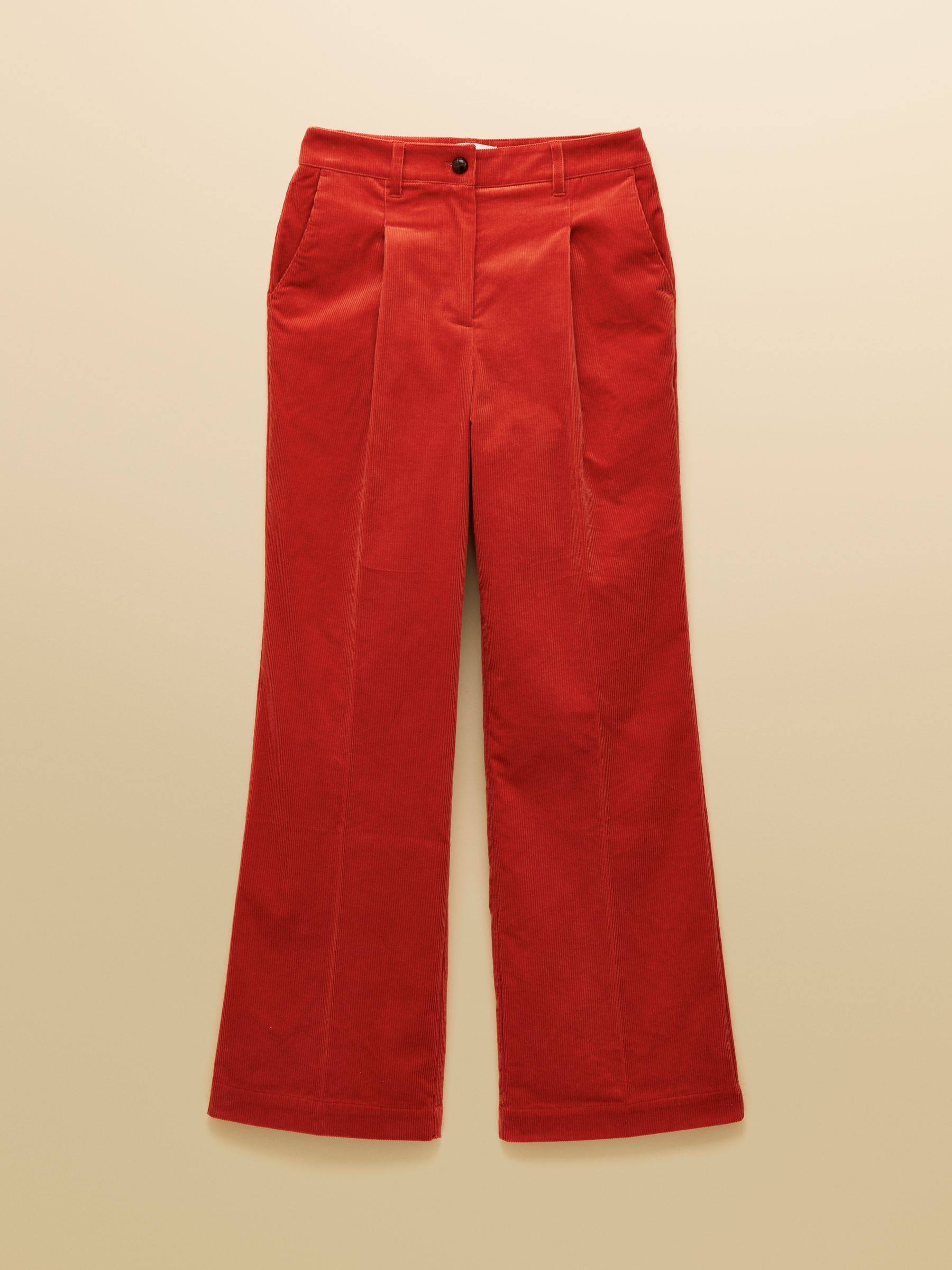 Fernhill Burnt Orange Cord Wide Leg Pleated Trouser - Image 12 of 12
