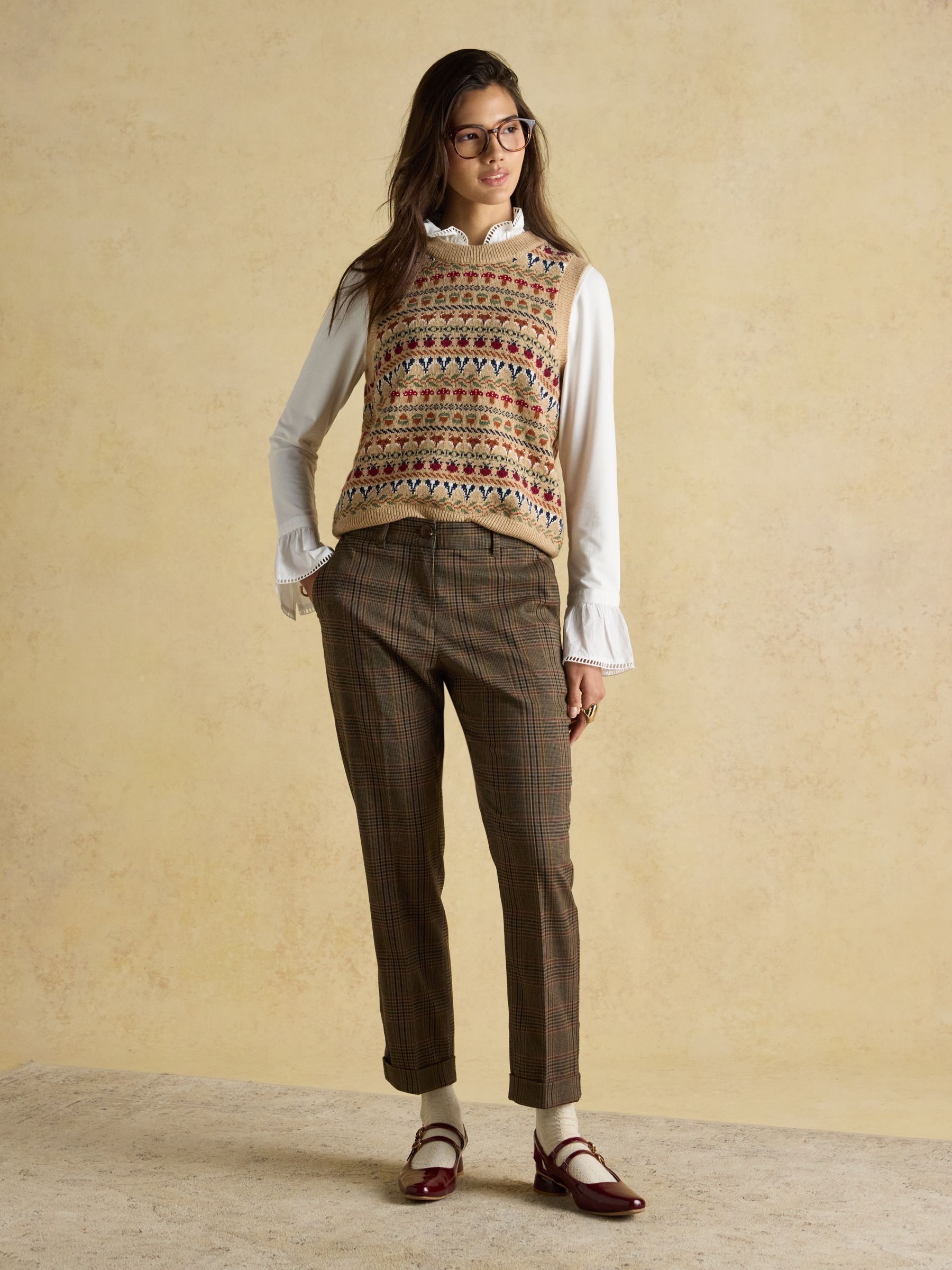 Ada Brown Check Relaxed Trousers - Image 3 of 8