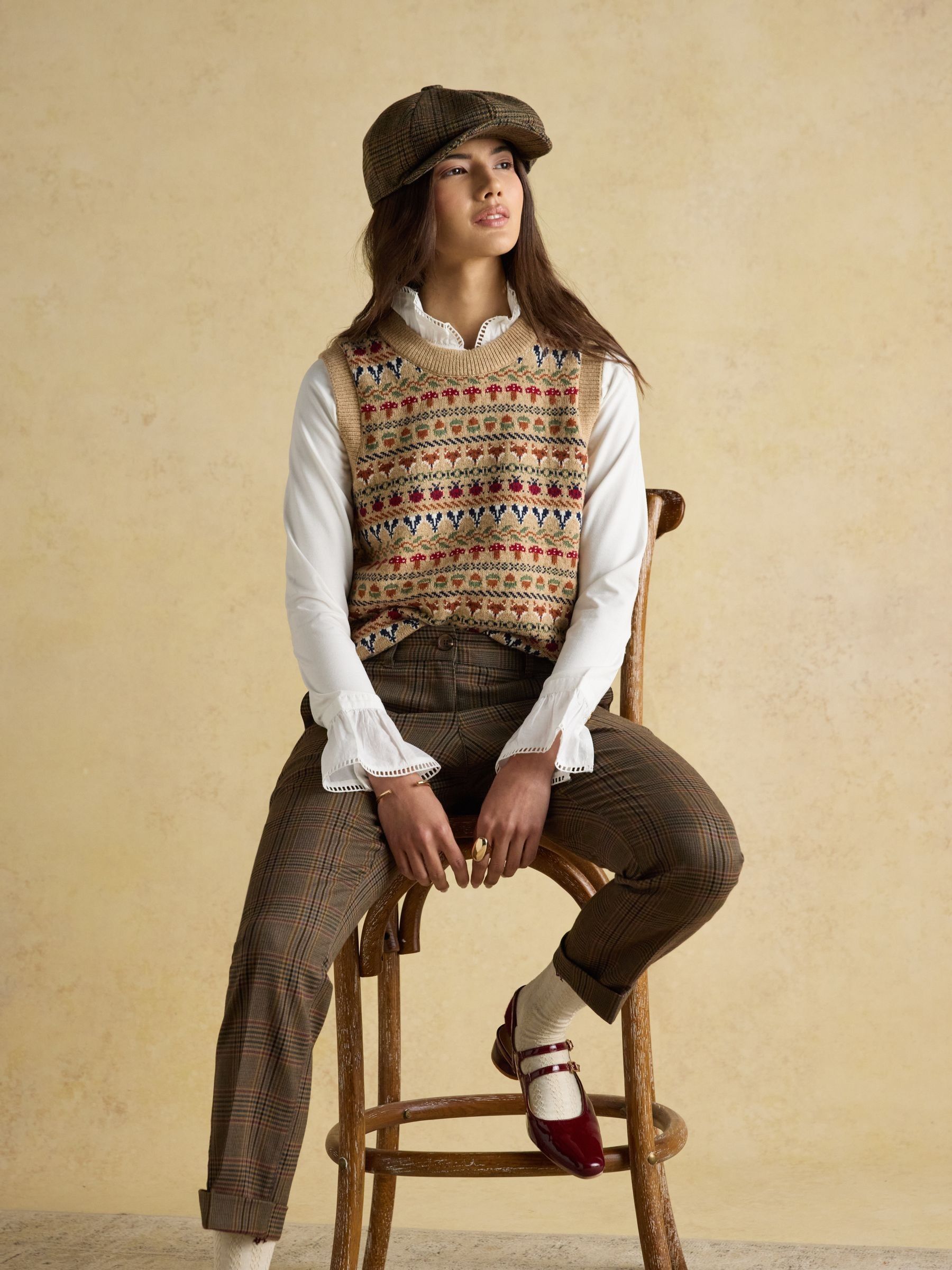 Ada Brown Check Relaxed Trousers - Image 4 of 8
