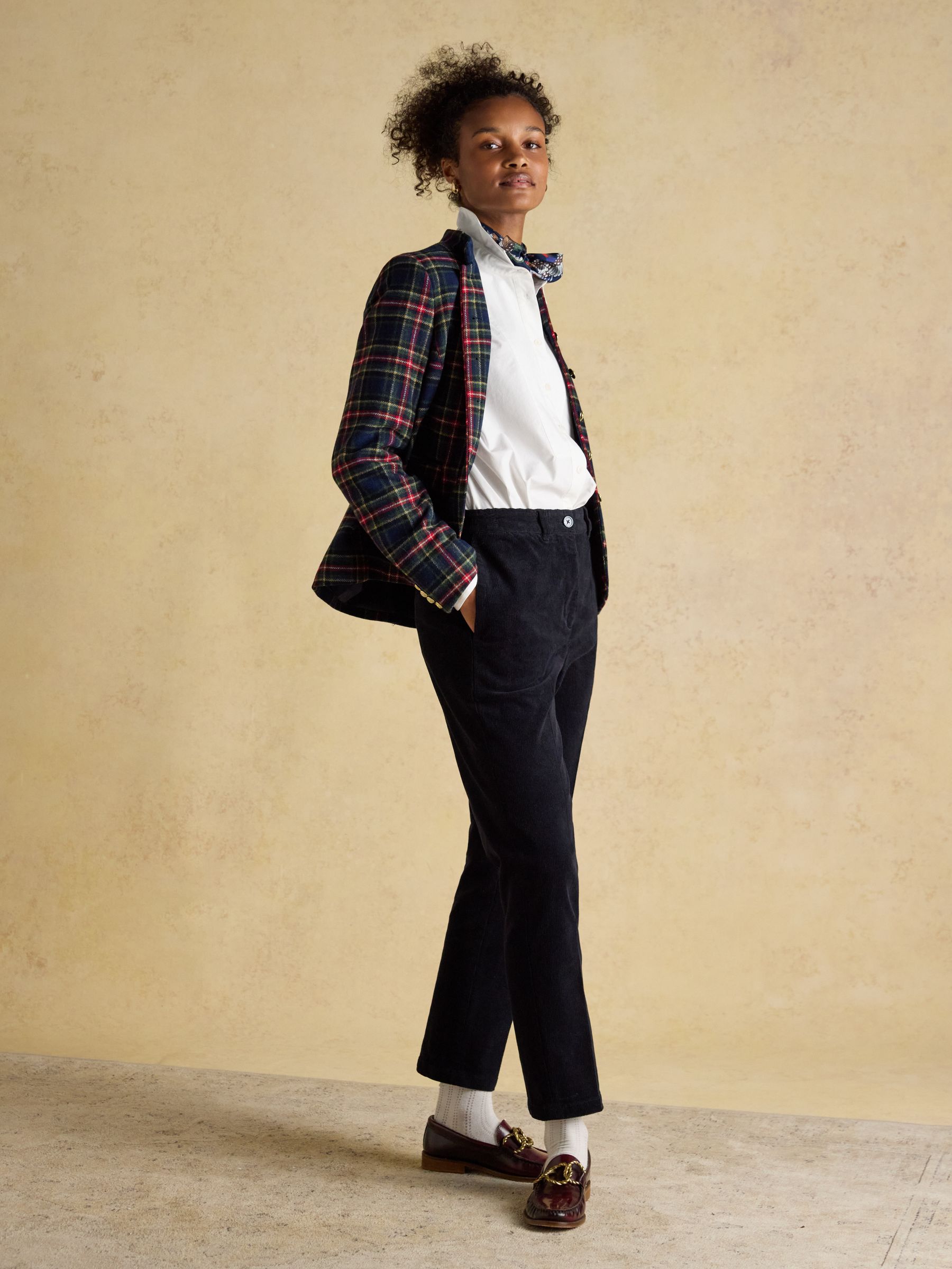 Calla Navy Cord Tapered Trousers - Image 3 of 7