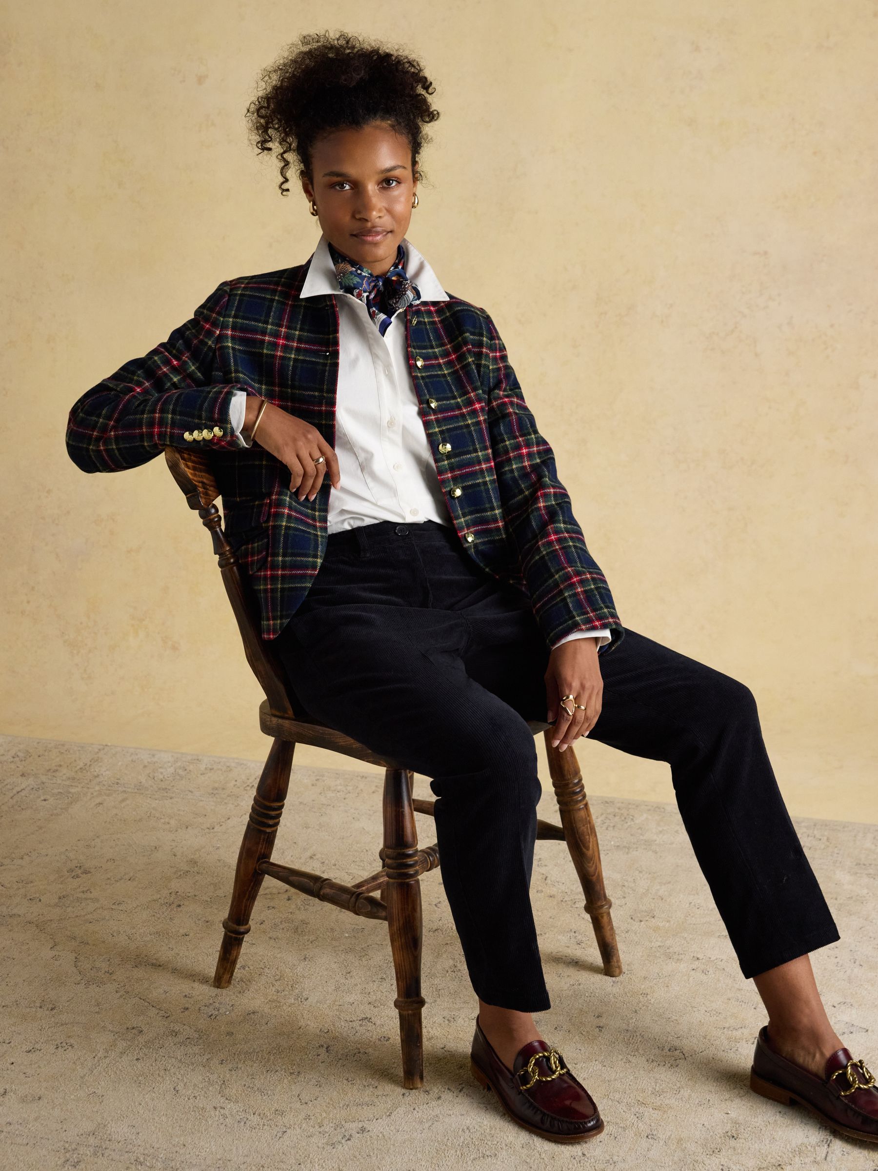 Calla Navy Cord Tapered Trousers - Image 6 of 7