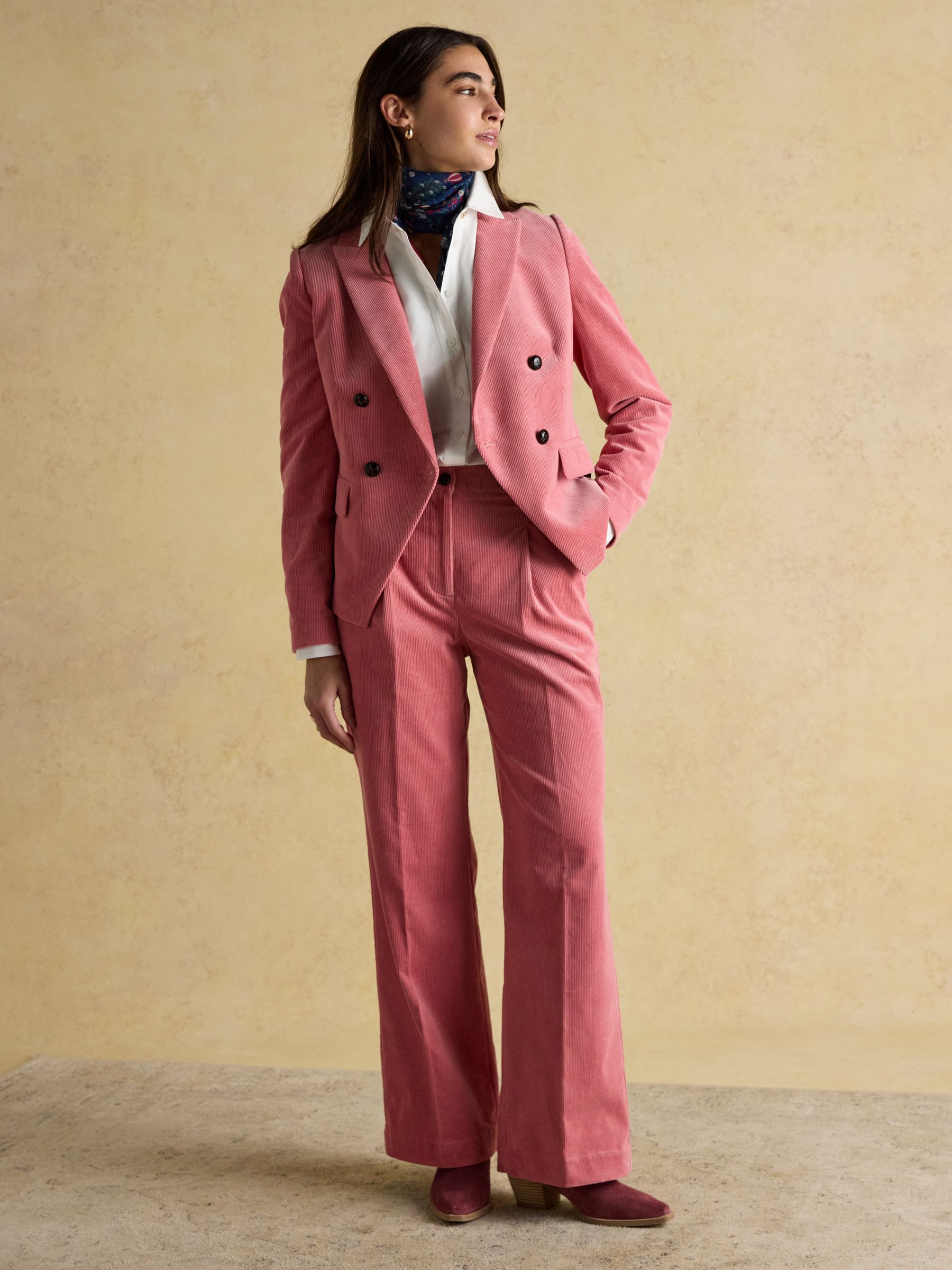 Fernhill Pink Cord Wide Leg Pleated Trouser - Image 6 of 8