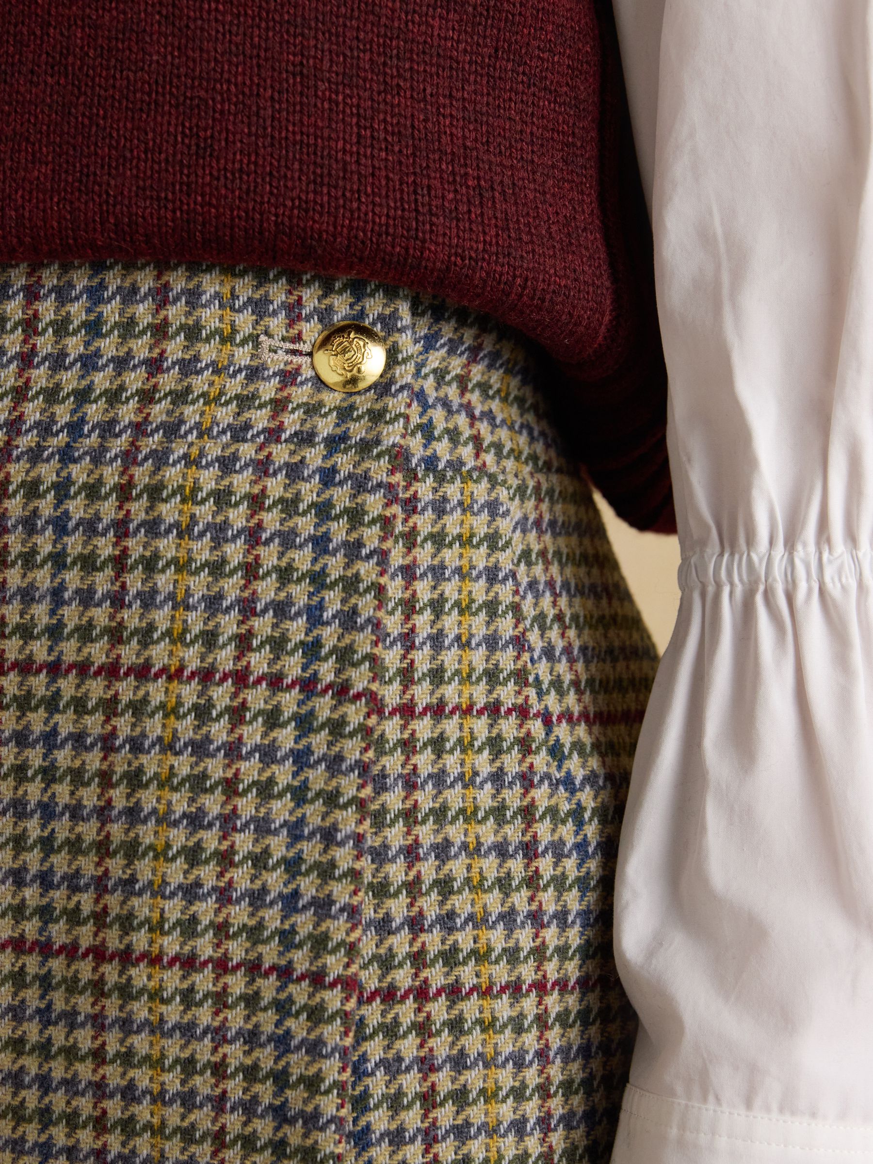 Wrenley Brown Check Wrap Tweed Skirt - Image 5 of 10