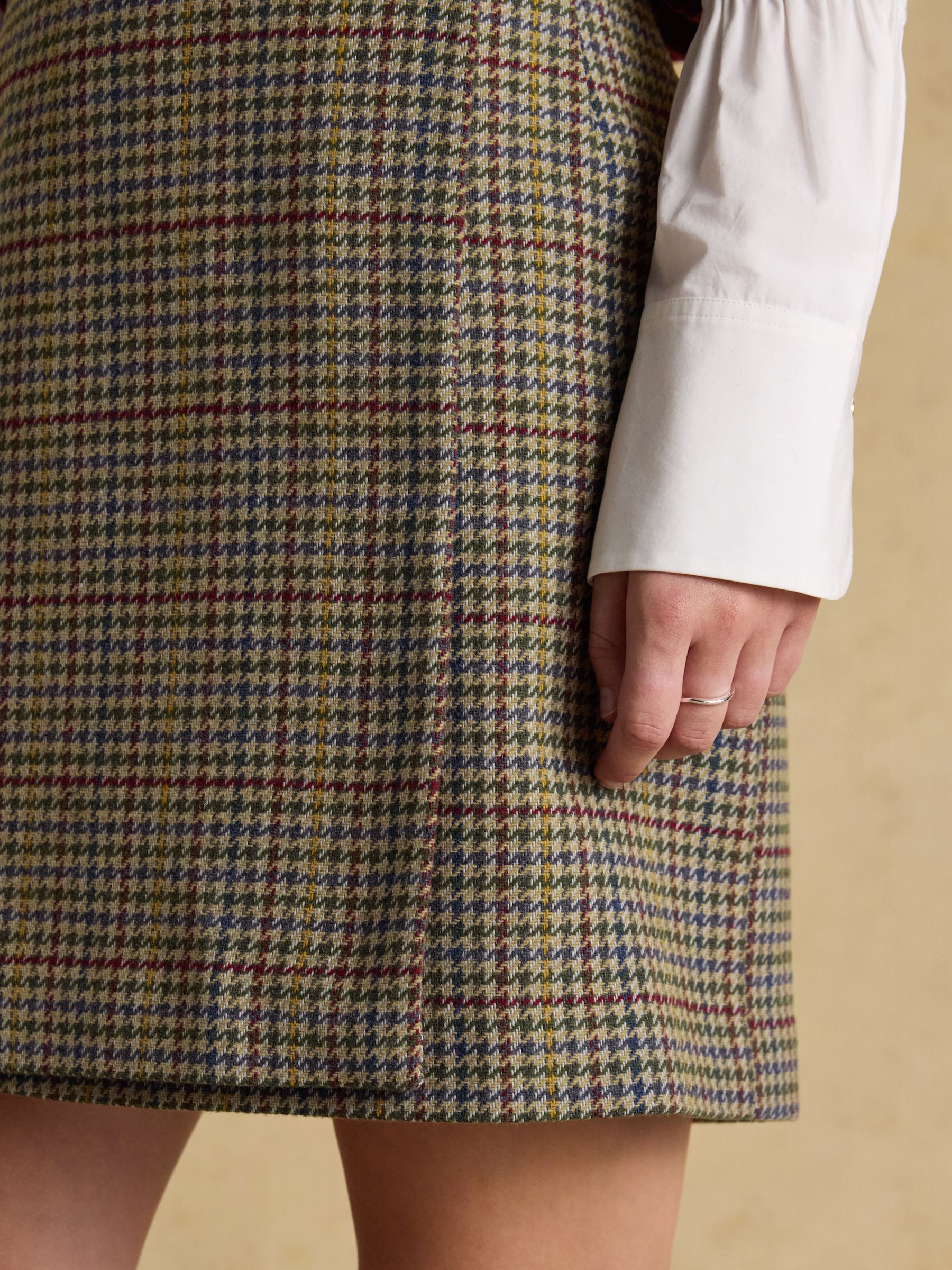 Wrenley Brown Check Wrap Tweed Skirt | Joules