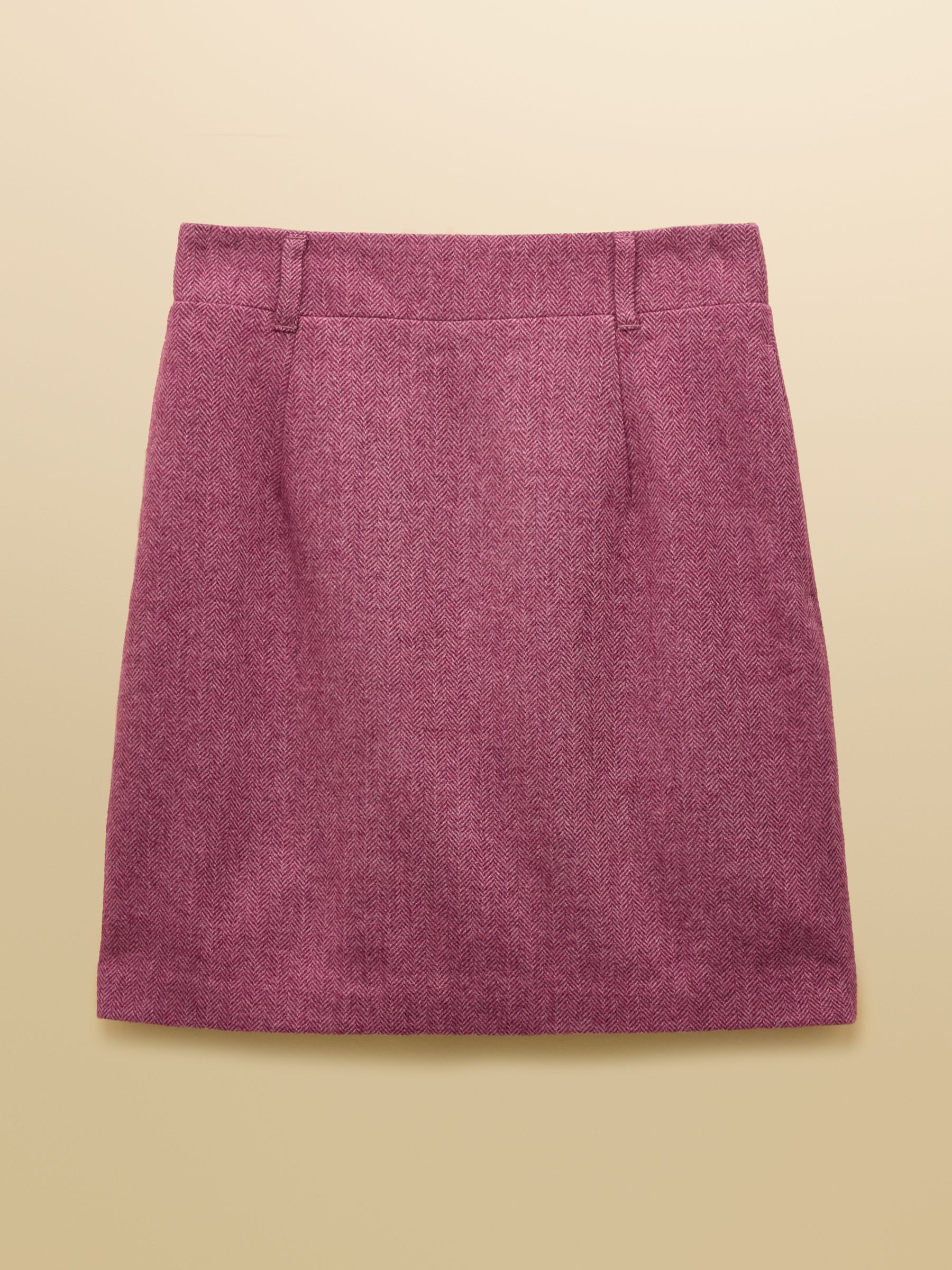 Bramble Pink Herringbone Tweed Wool Blend Skirt - Image 8 of 8