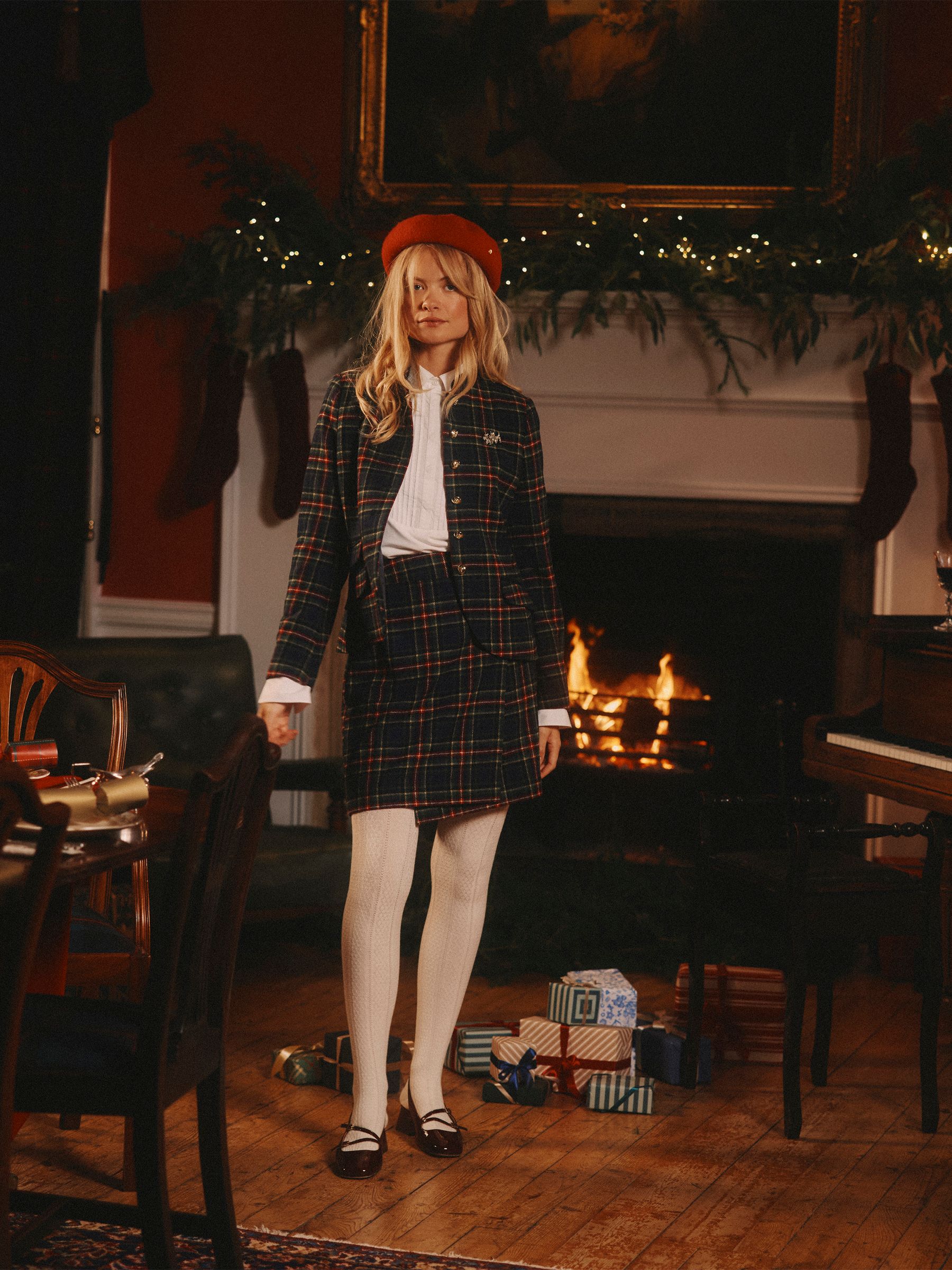 Wrenley Navy Wrap Tweed Skirt - Image 3 of 10