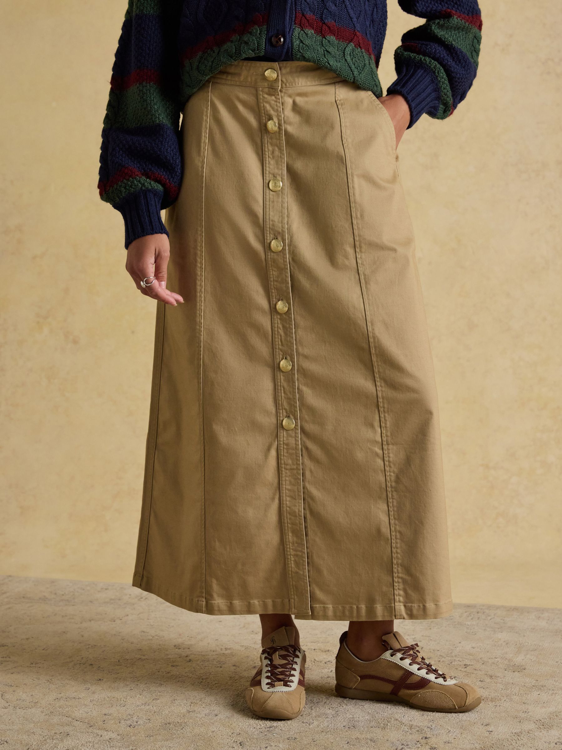 Twyla Tan Brown Midi Chino Skirt - Image 1 of 6
