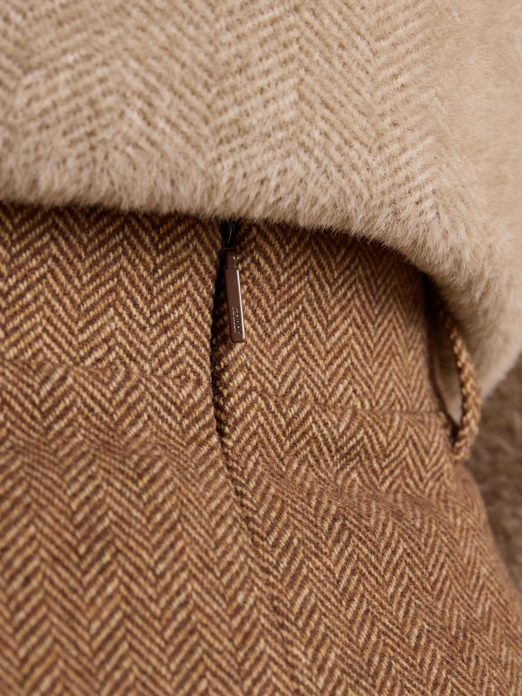 Bramble Tan Brown Herringbone Tweed Wool Blend Skirt - Image 8 of 9