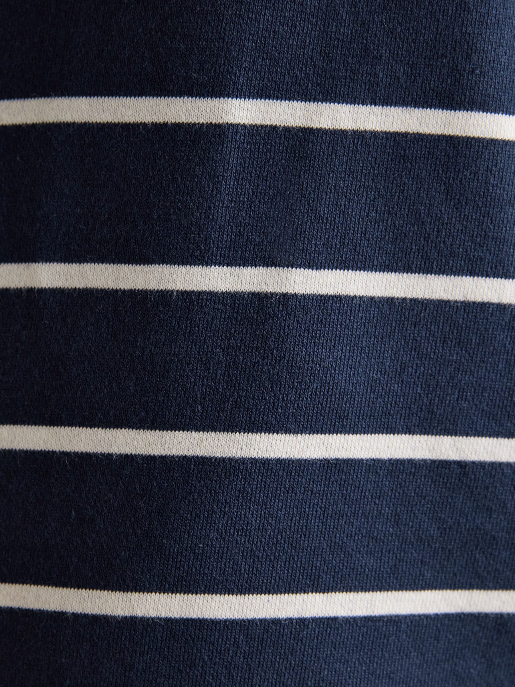 Bronte Navy Stripe Funnel Neck Quarter Zip Cotton Sweatshirt - Image 11 of 12