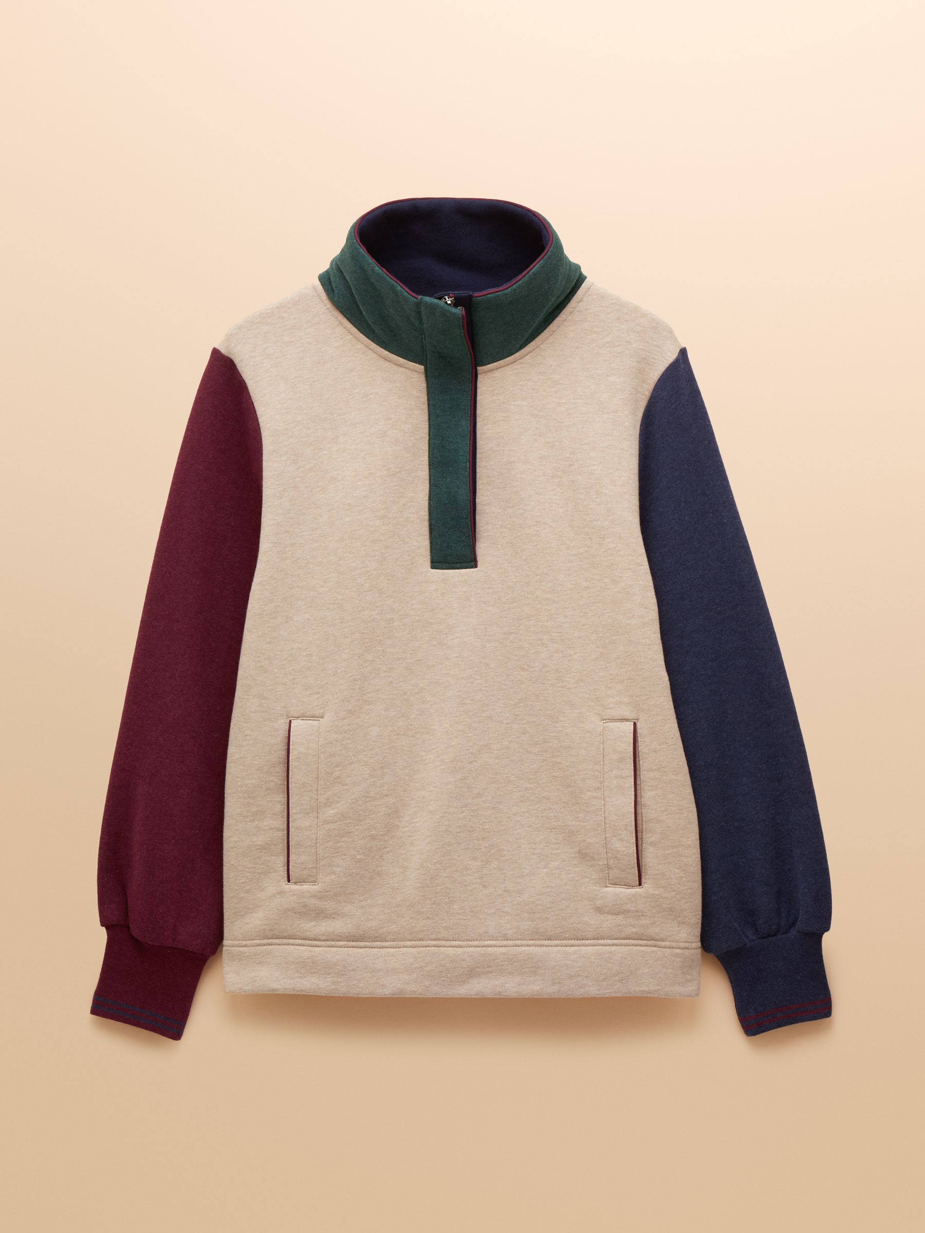 Burnham Hotchpotch Premium Brushed Cotton Funnel Neck Quarter Zip Sweatshirt - Image 10 of 10