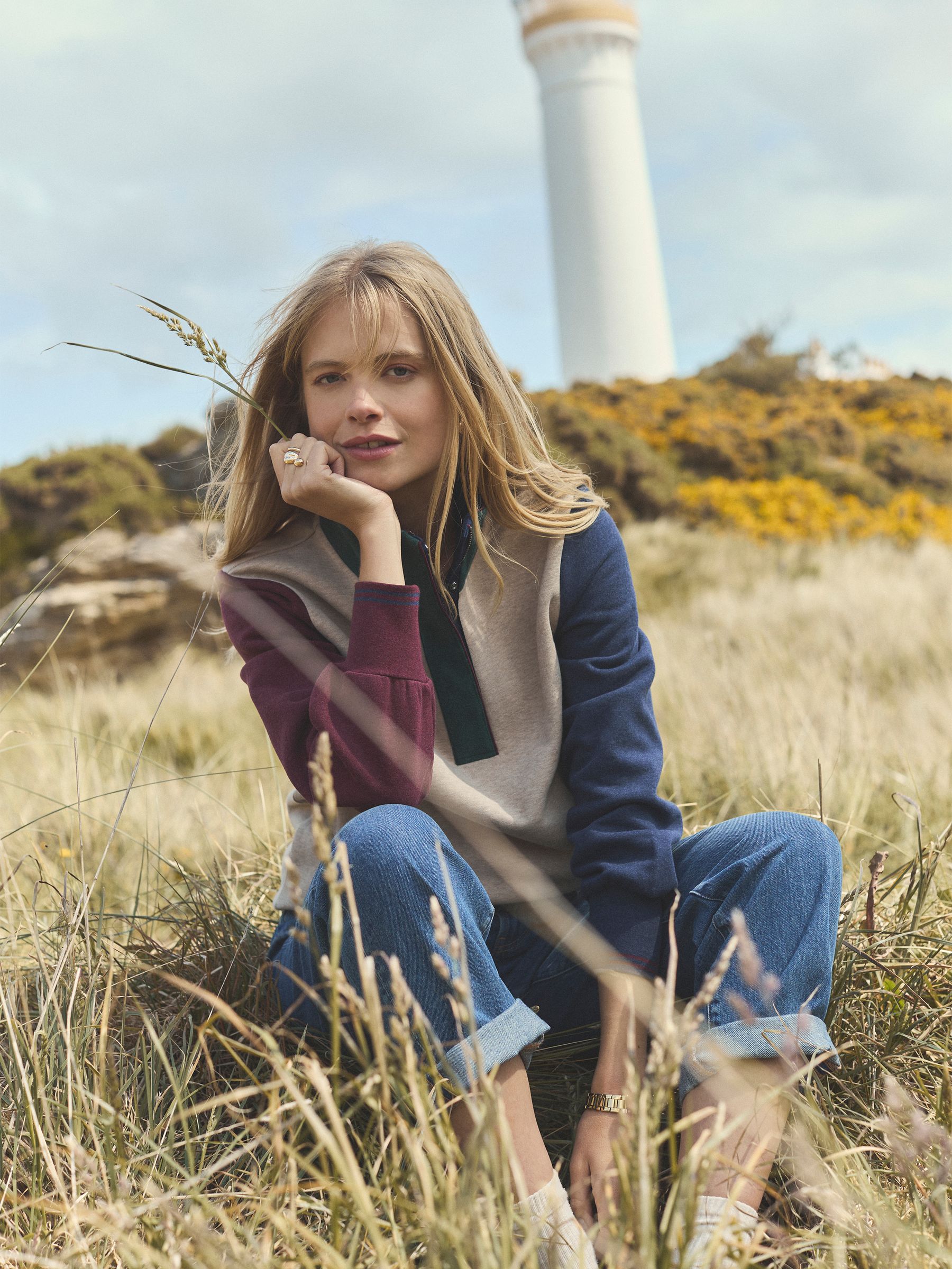 Burnham Hotchpotch Premium Brushed Cotton Funnel Neck Quarter Zip Sweatshirt - Image 2 of 10