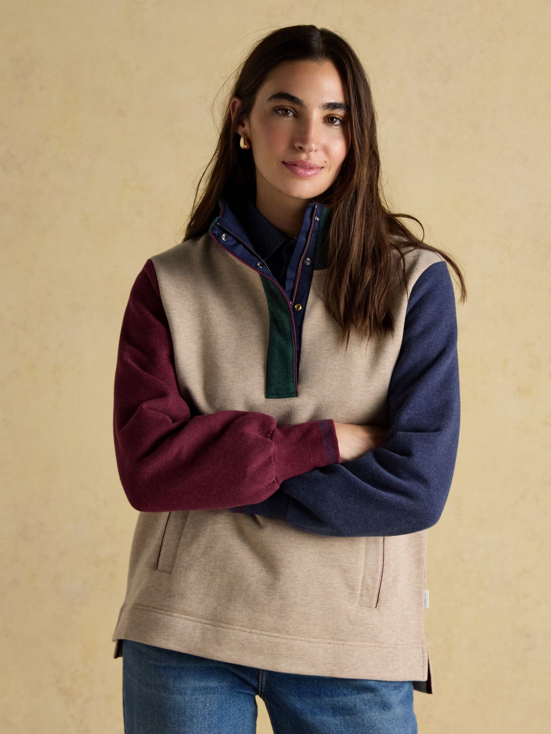 Burnham Hotchpotch Premium Brushed Cotton Funnel Neck Quarter Zip Sweatshirt - Image 3 of 10