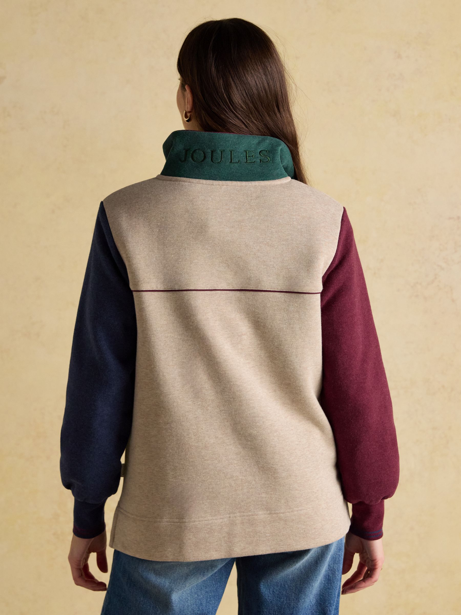 Burnham Hotchpotch Premium Brushed Cotton Funnel Neck Quarter Zip Sweatshirt - Image 4 of 10