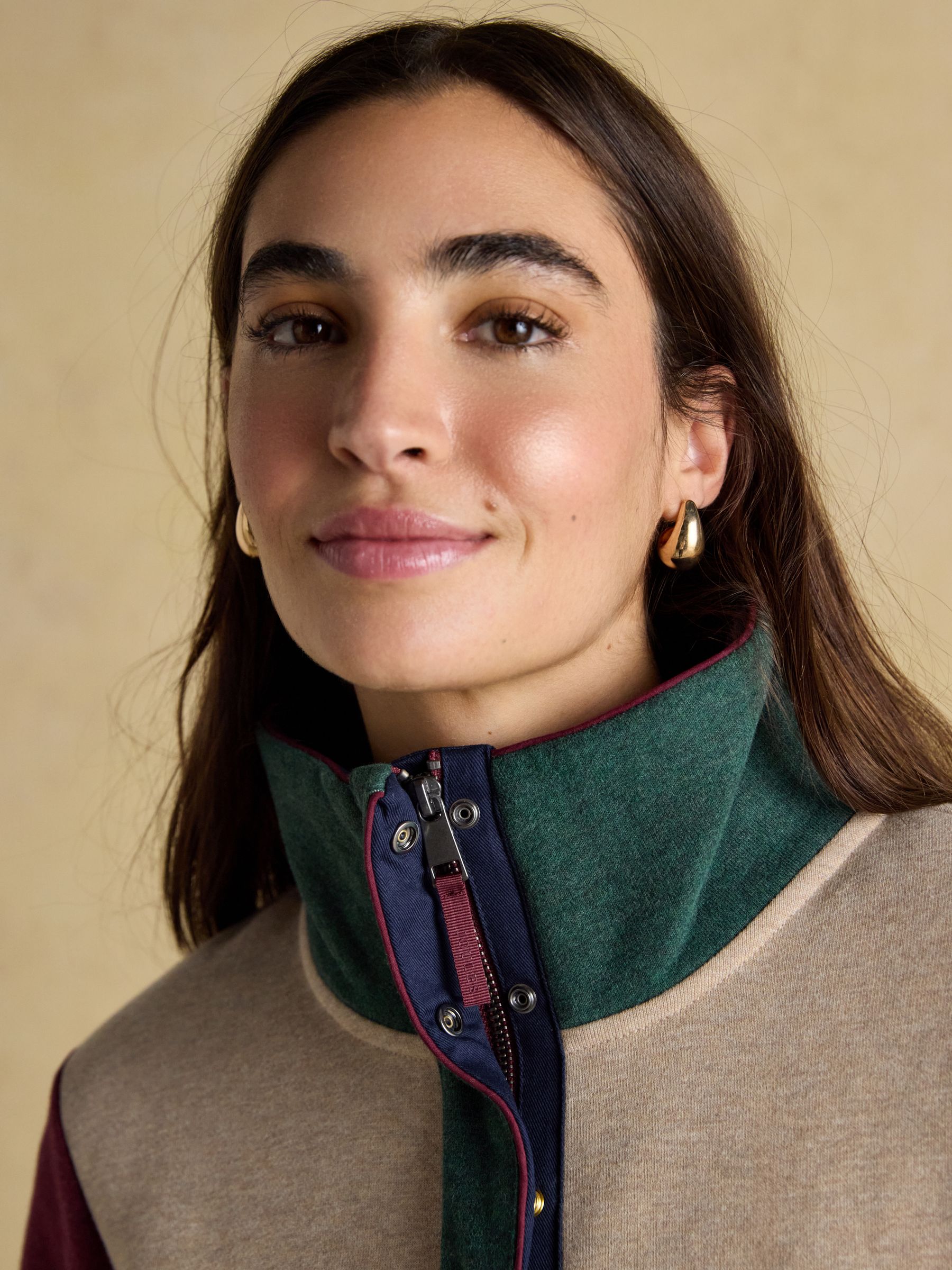 Burnham Hotchpotch Premium Brushed Cotton Funnel Neck Quarter Zip Sweatshirt - Image 5 of 10