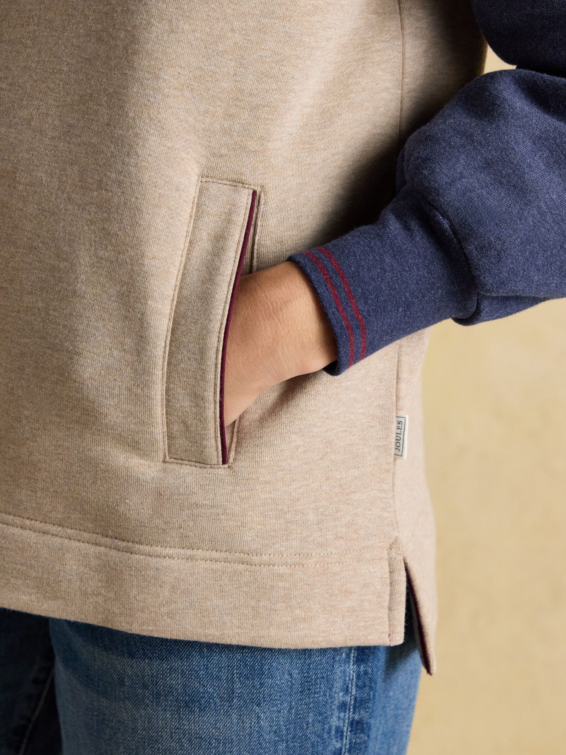 Burnham Hotchpotch Premium Brushed Cotton Funnel Neck Quarter Zip Sweatshirt - Image 6 of 10