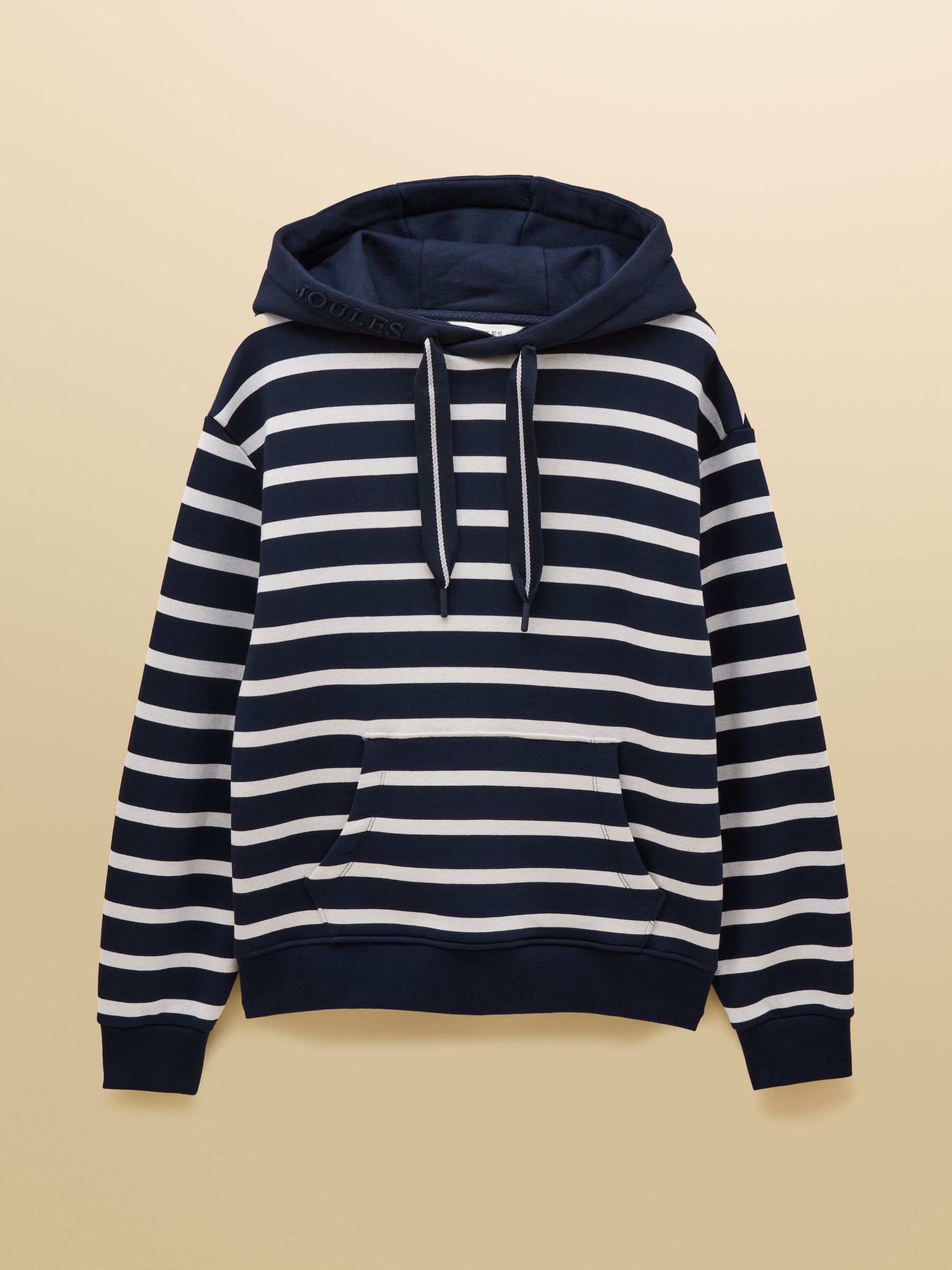 Milbourne Navy & Cream Striped Cotton Blend Hoodie - Image 7 of 7