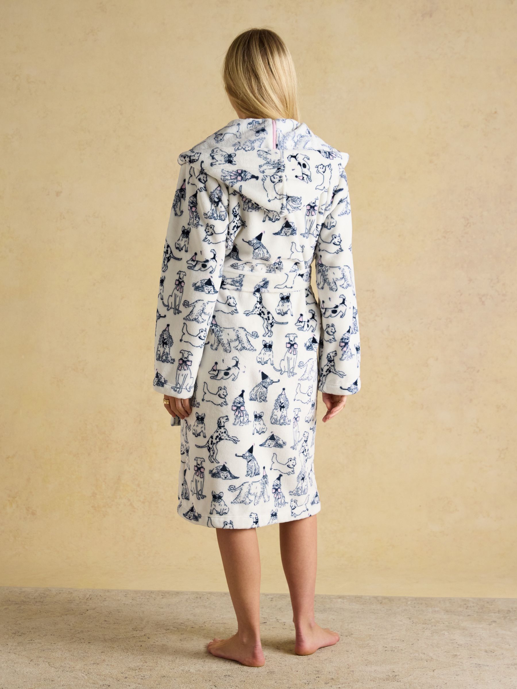 Luna Cream Party Dogs Fleece Dressing Gown with Hood - Image 2 of 8