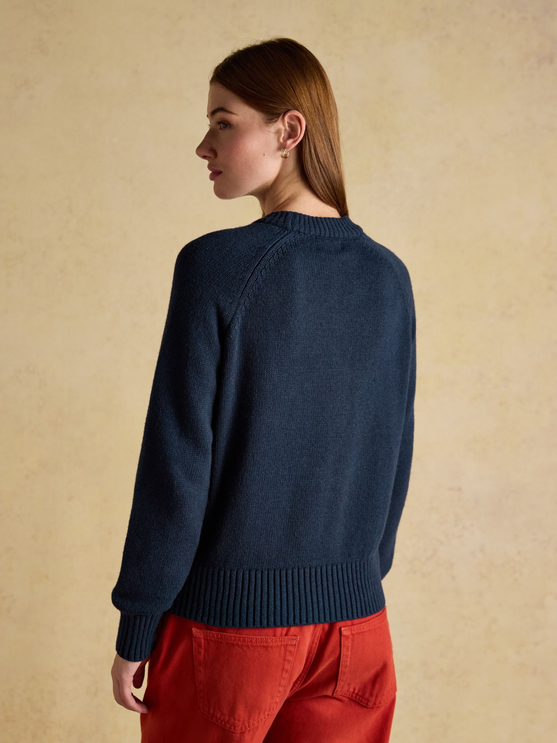 Navy Jonty Intarsia Cotton-Rich Crew Neck Jumper - Image 2 of 8