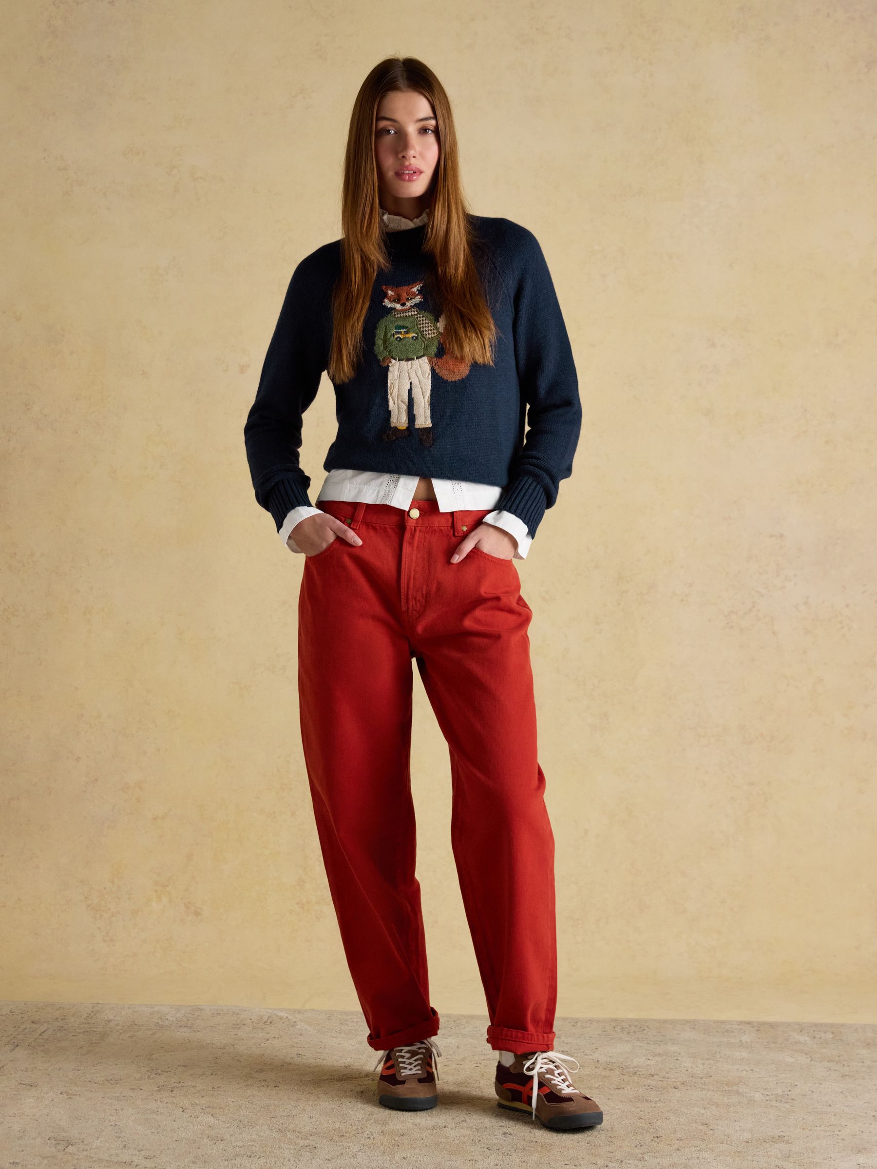 Navy Jonty Intarsia Cotton-Rich Crew Neck Jumper - Image 5 of 8