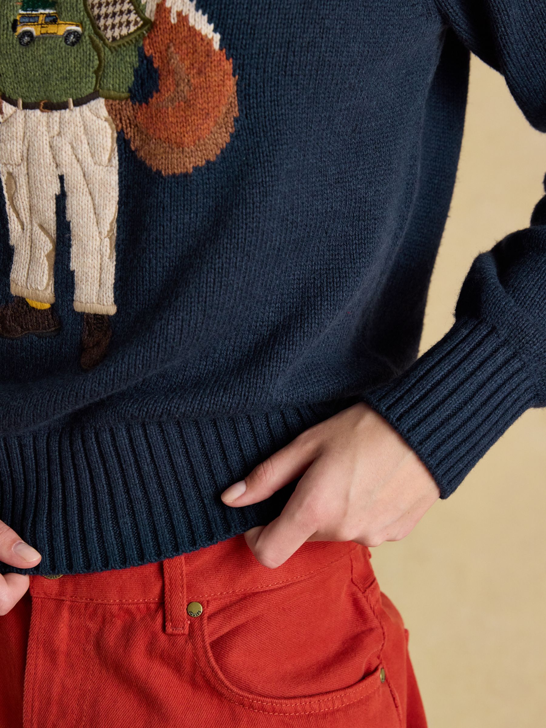 Navy Jonty Intarsia Cotton-Rich Crew Neck Jumper - Image 7 of 8