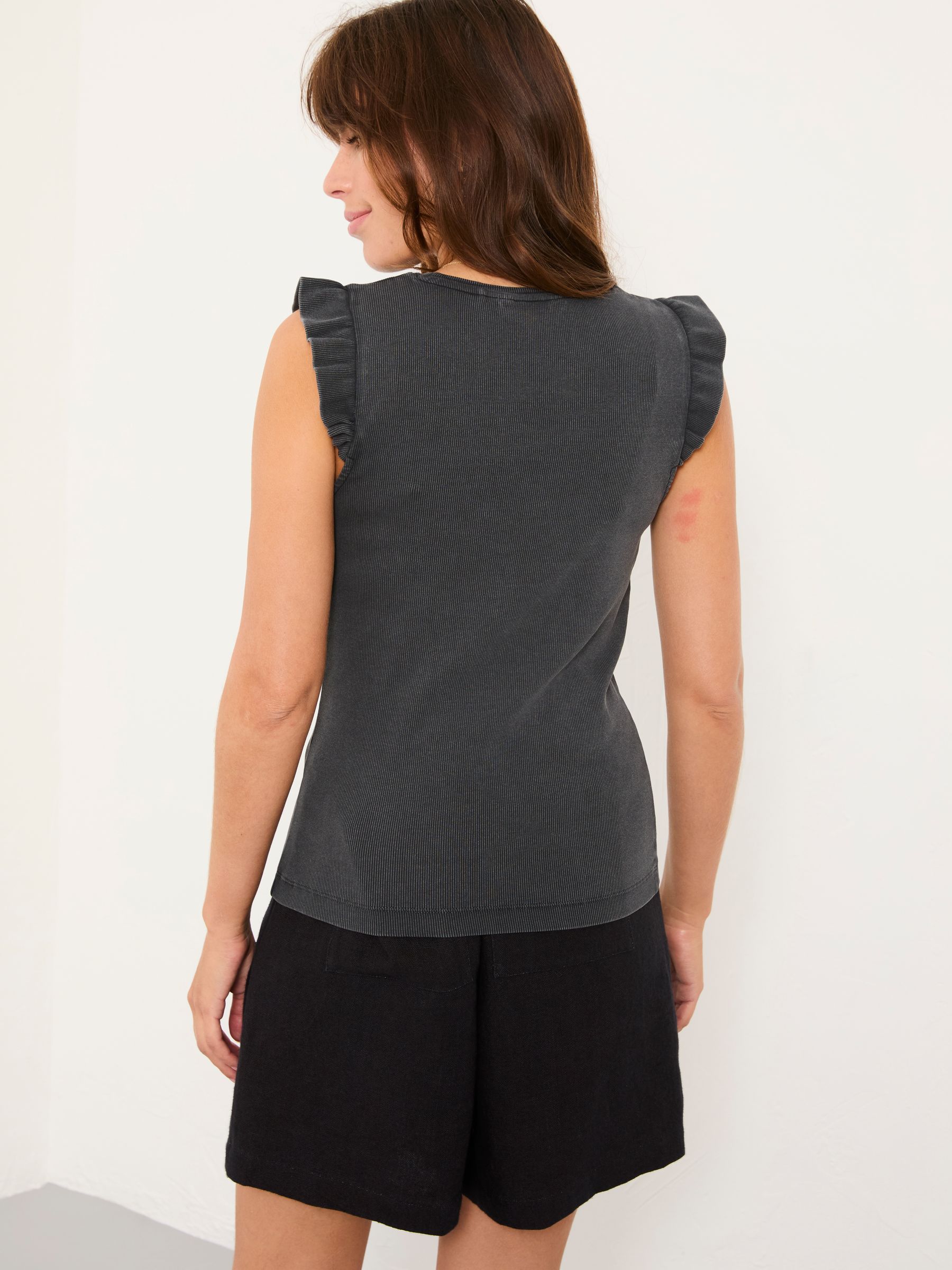 Charcoal Grey Frill Sleeveless Top - Image 2 of 5