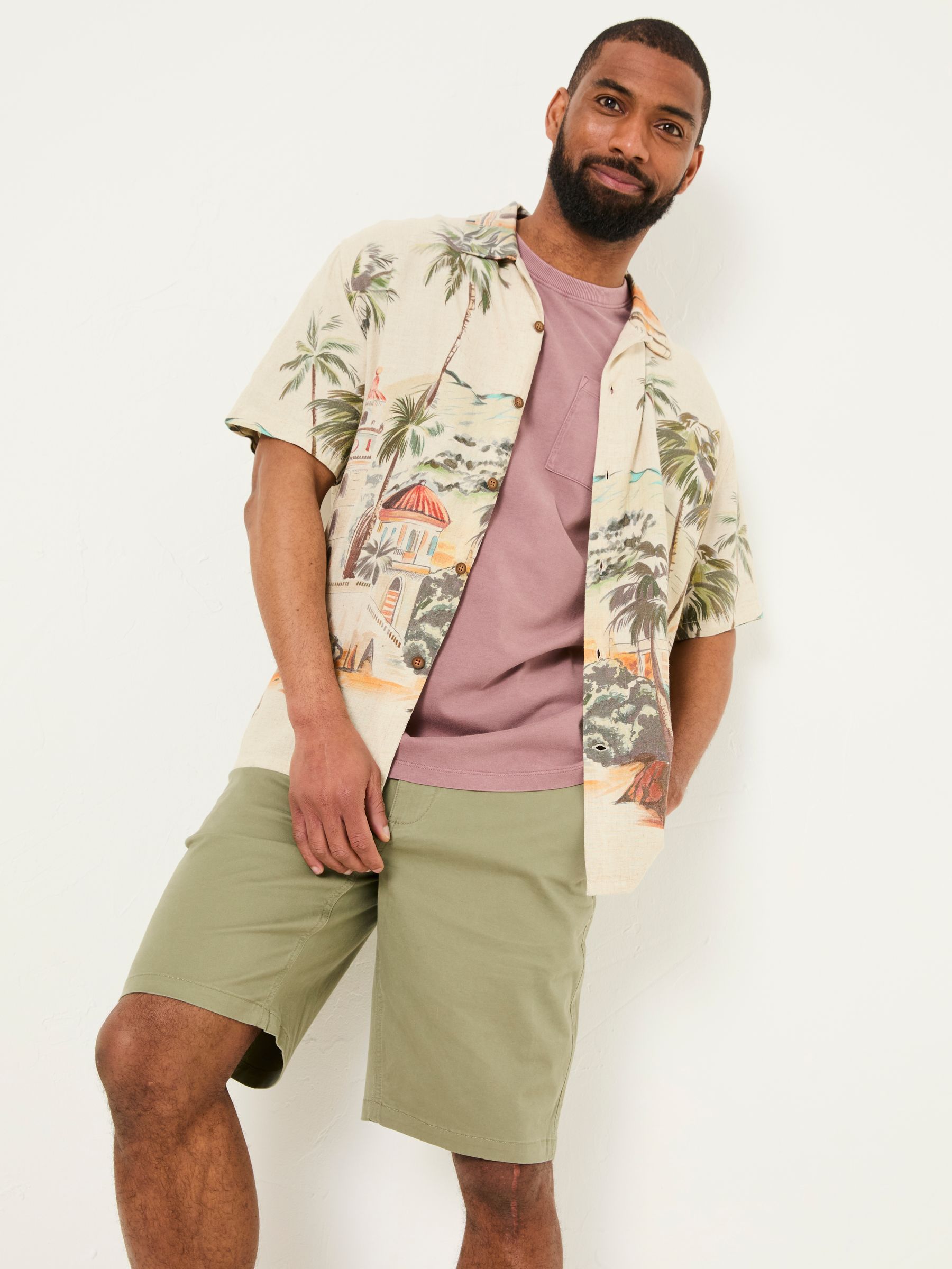 Light Natural Short Sleeve Scene Print Shirt - Image 2 of 7