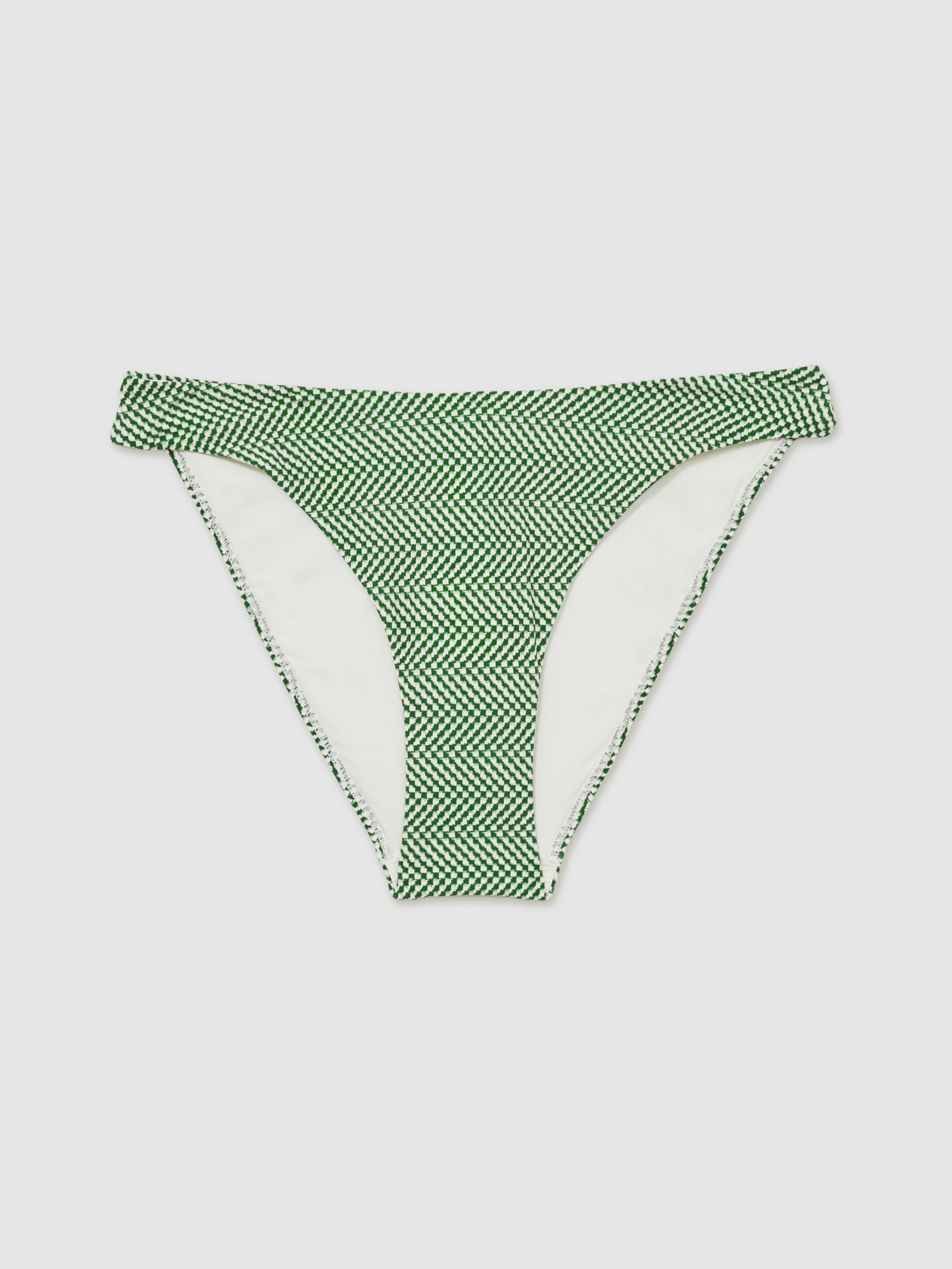 Chequered-Print Bikini Bottoms in Green/White - Image 2 of 5