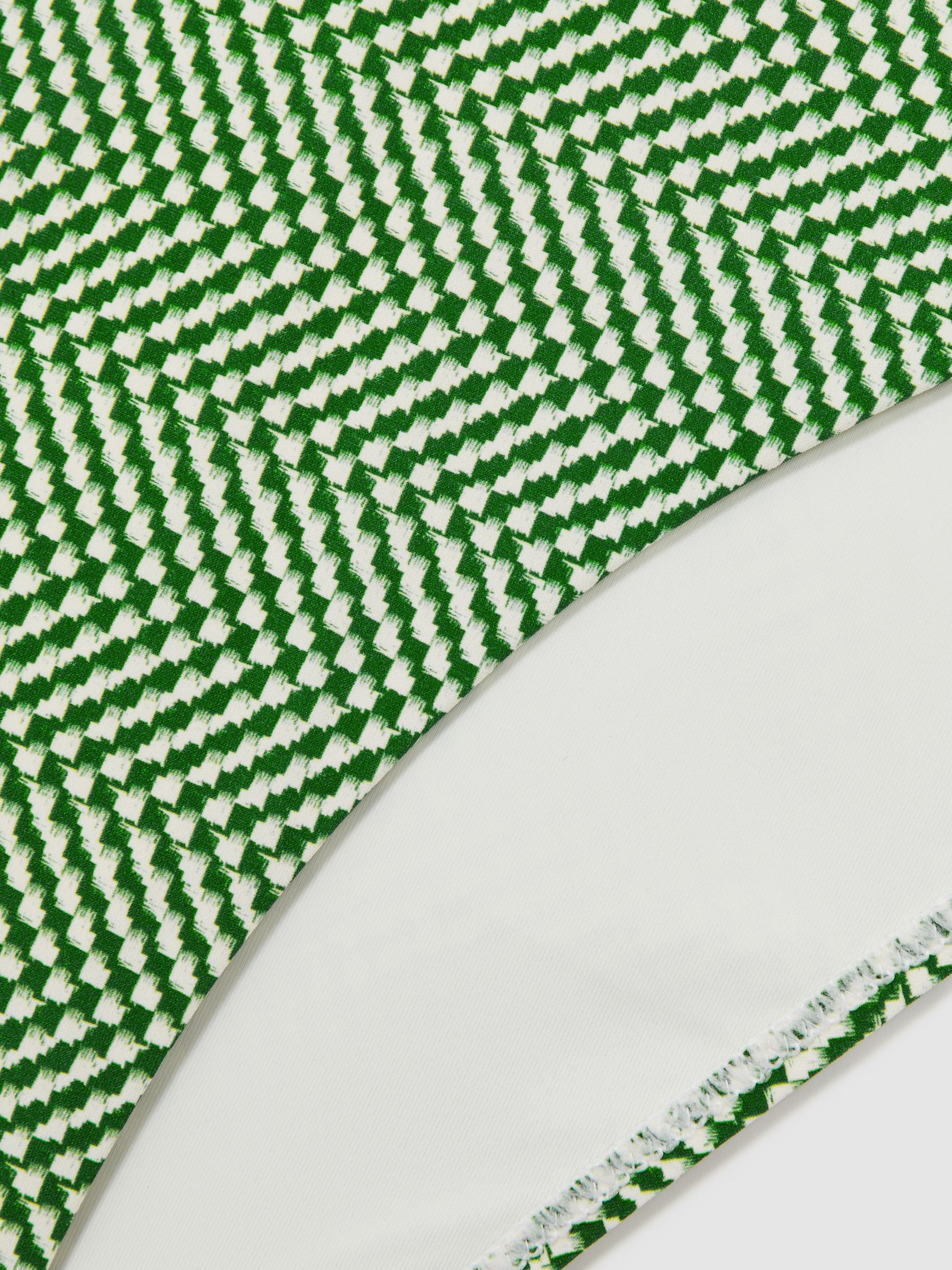 Chequered-Print Bikini Bottoms in Green/White - image 5