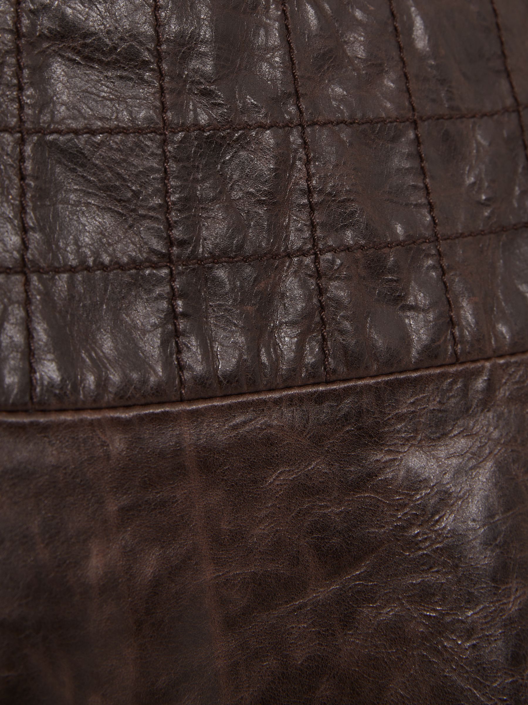 Leather Flared Mini Skirt in Chocolate - Image 6 of 6