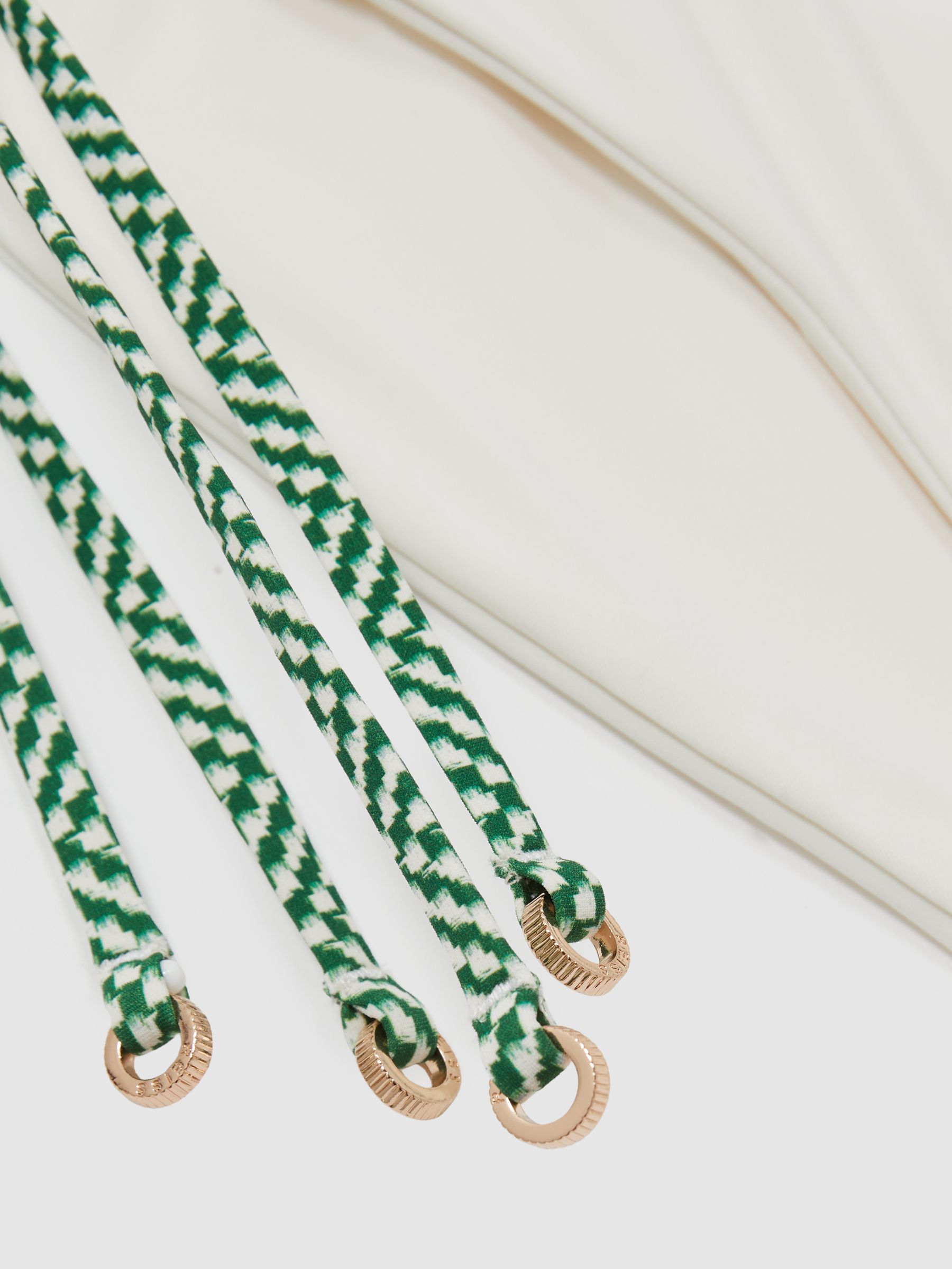 Chequered-Tie Bikini Bottoms in White/Green - Image 5 of 5