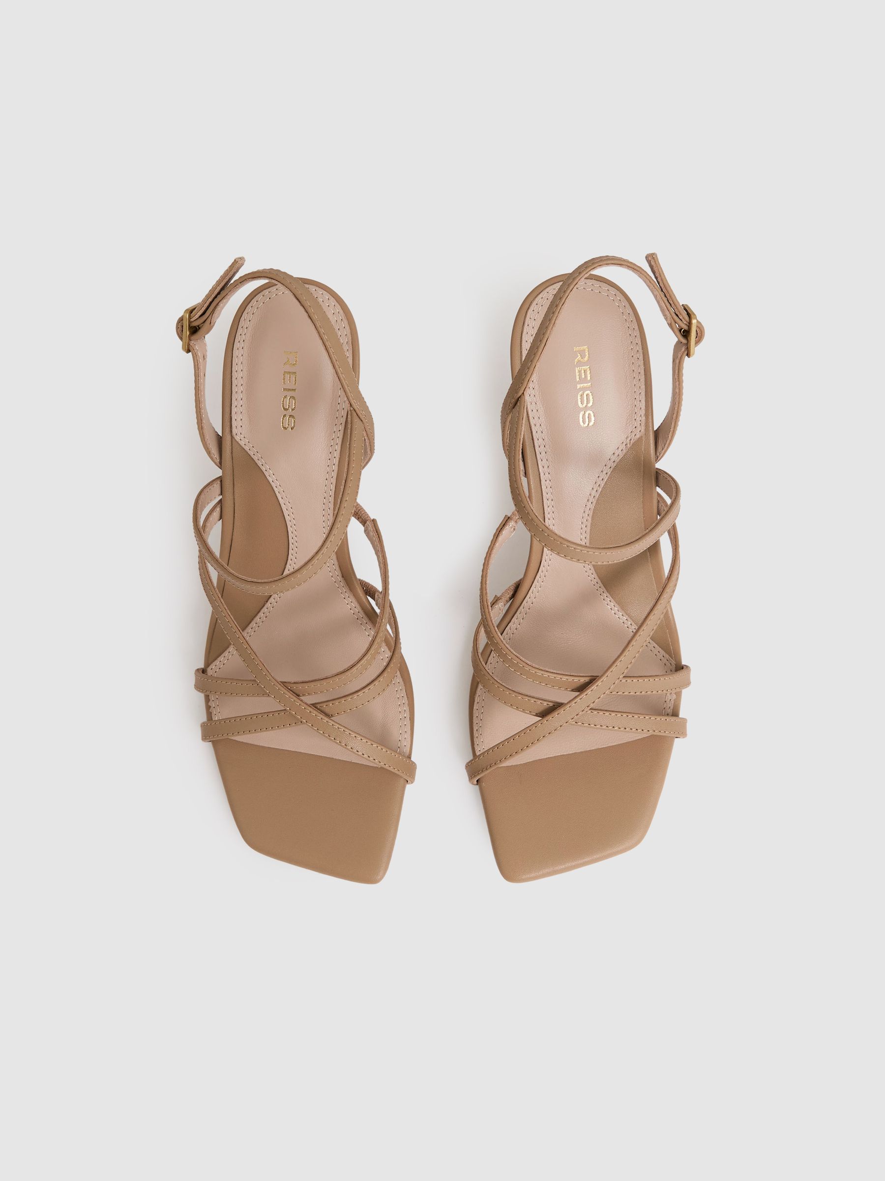 Leather Strappy Stiletto Sandals in Neutral - Image 3 of 5