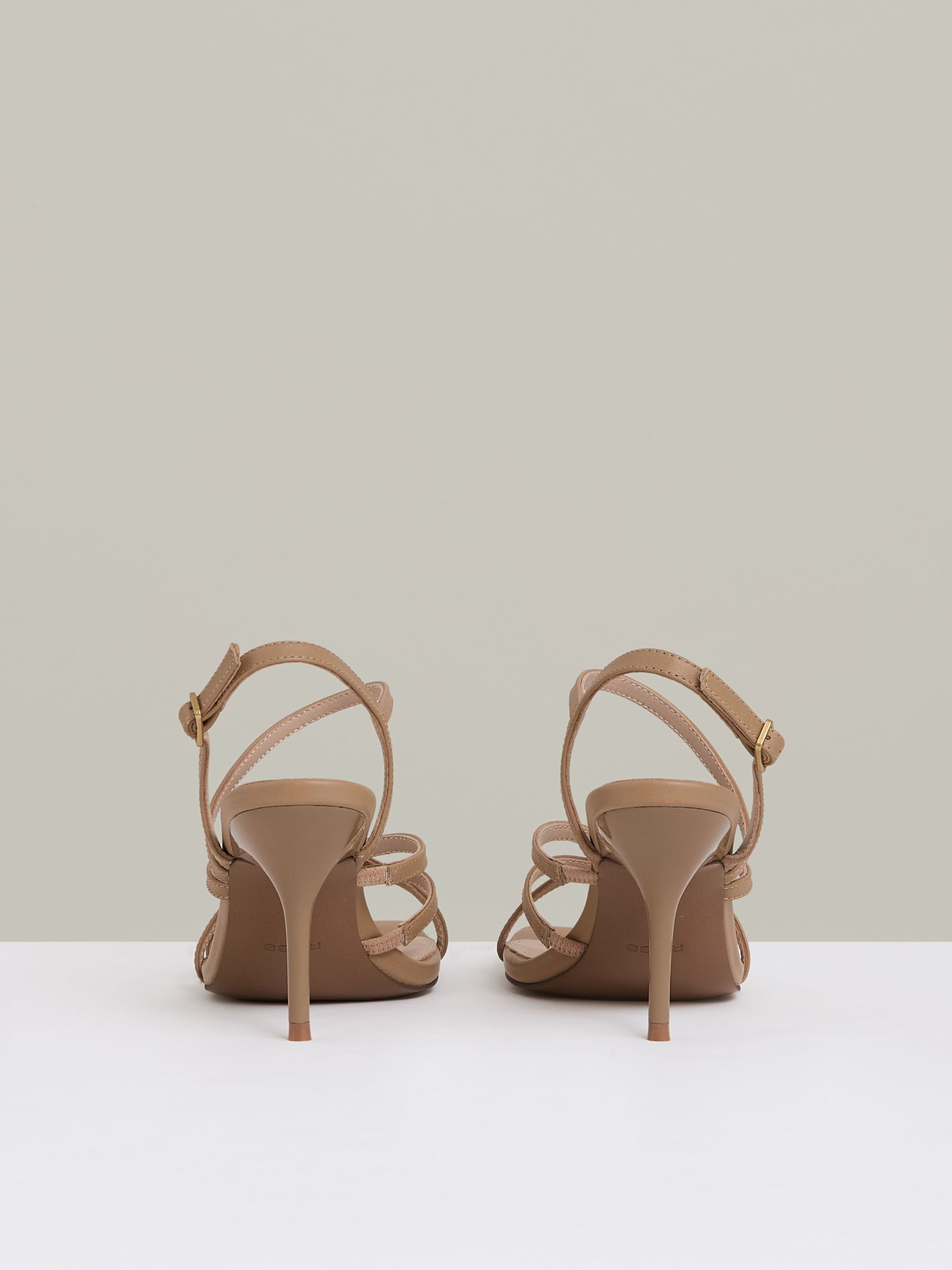 Leather Strappy Stiletto Sandals in Neutral - image 4