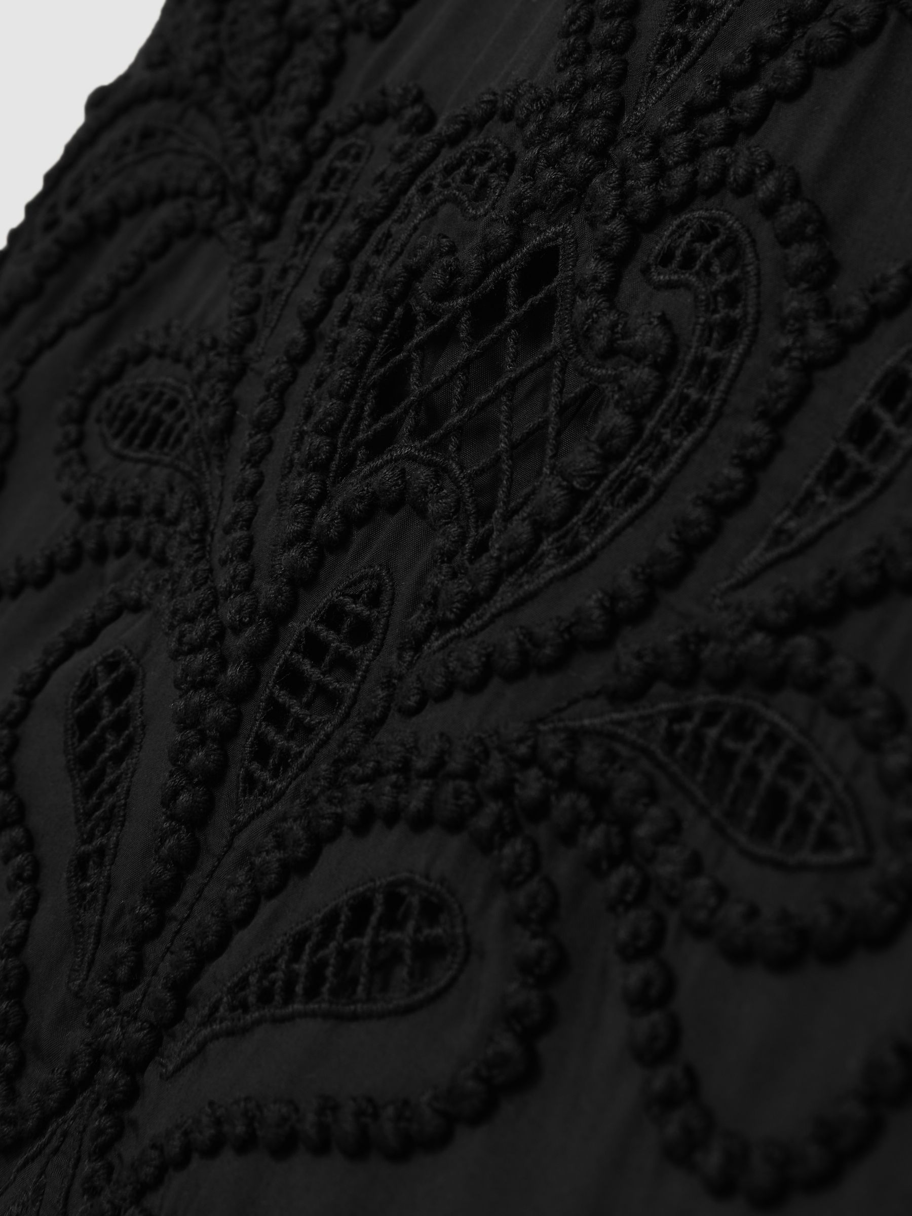 Floral Cut-Out Embroidery Top in Black - Image 6 of 6