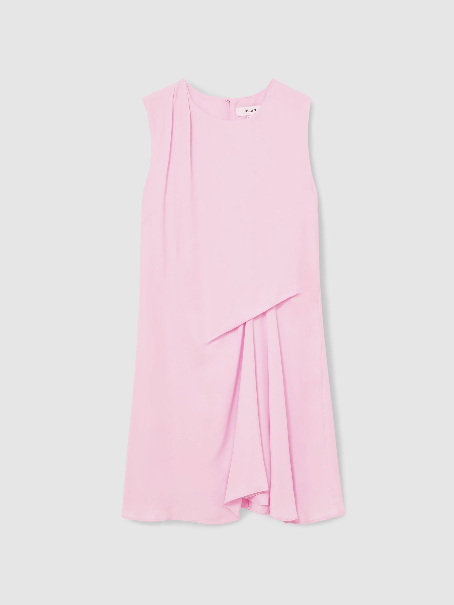 Draped Tuck Mini Dress in Pale Pink - Image 3 of 6