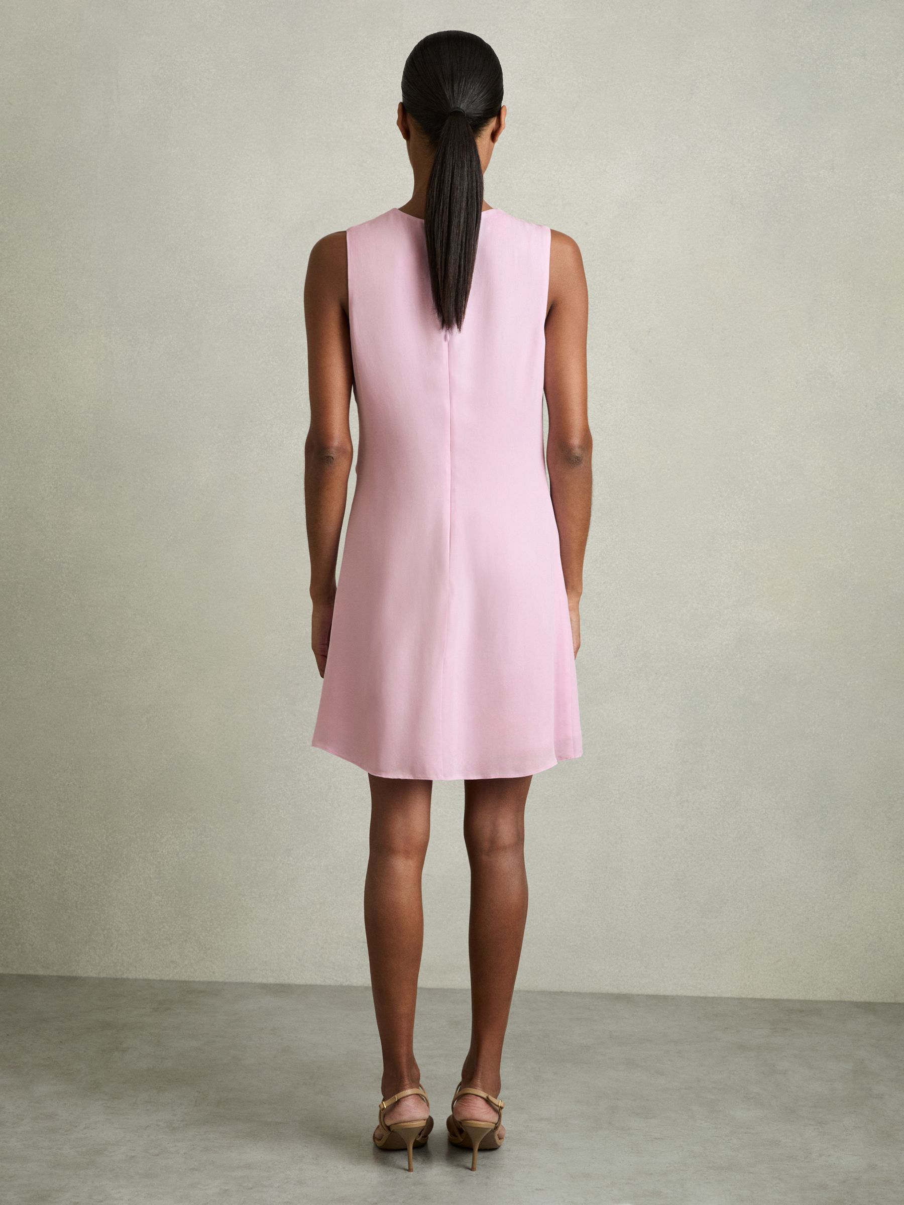 Draped Tuck Mini Dress in Pale Pink - Image 5 of 6