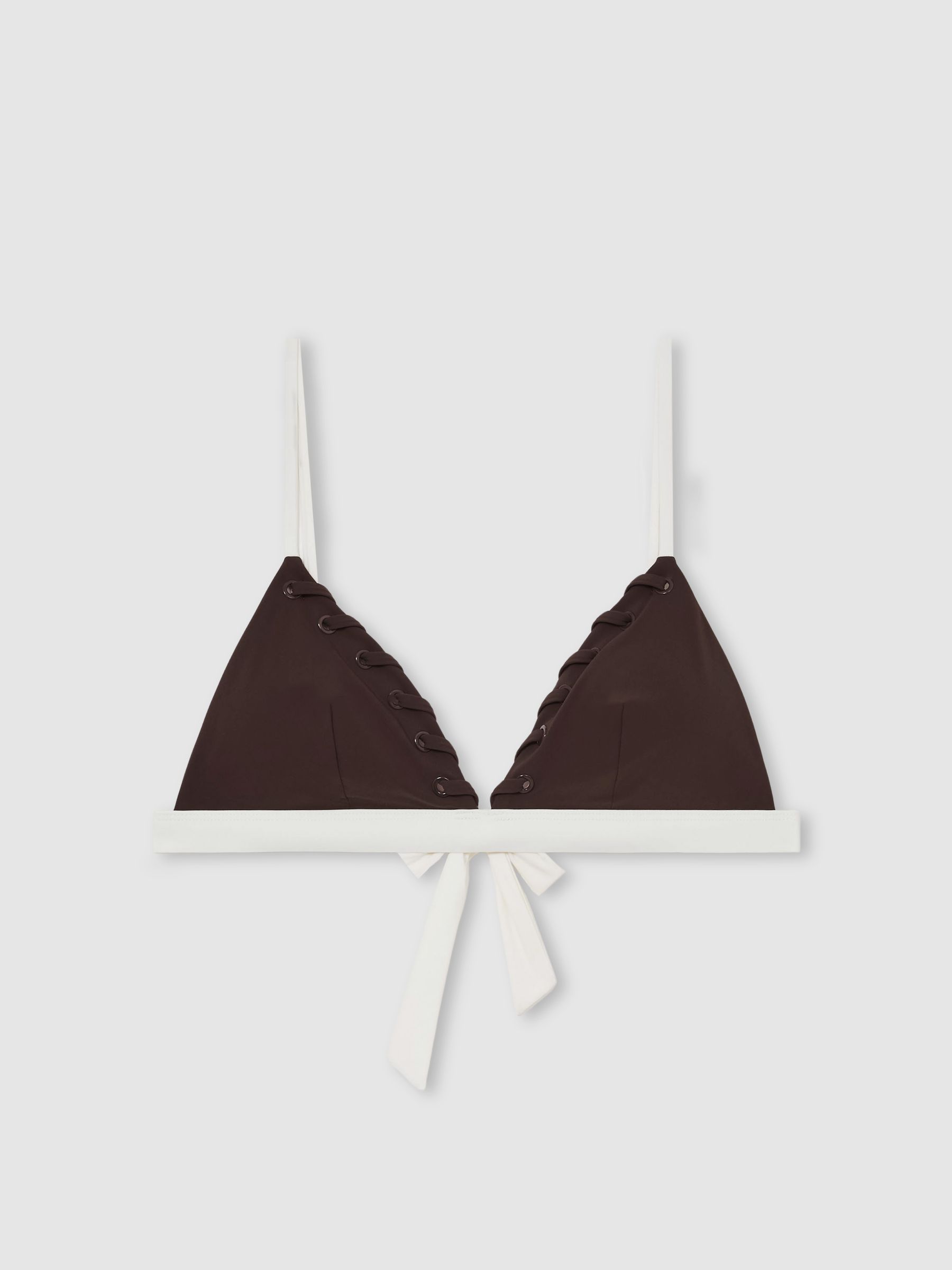 Whipstitch Triangle Bikini Top in Chocolate - Image 2 of 5