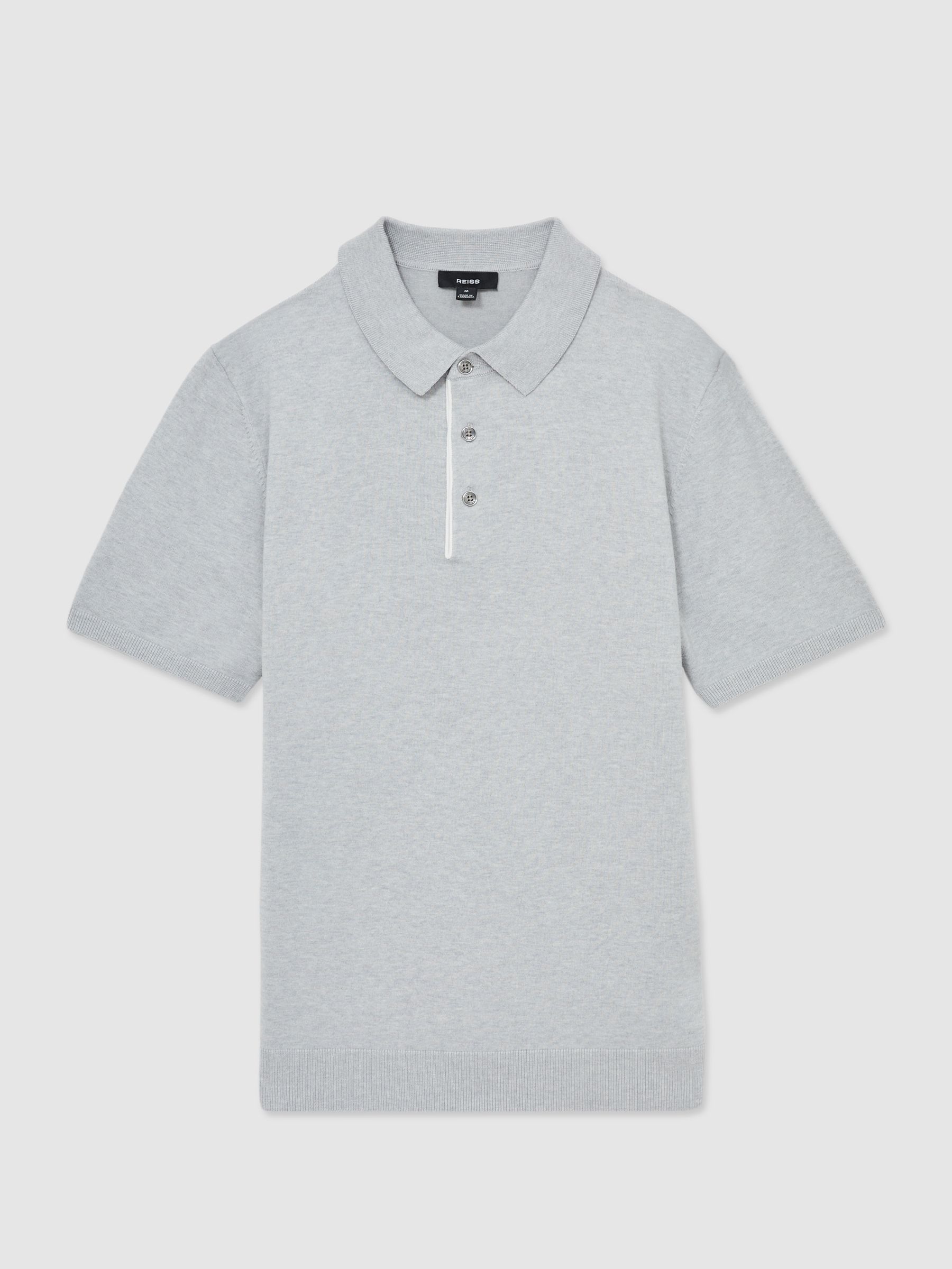 Contrast Placket Polo Shirt With Cotton in Washed Sage Green - Image 2 of 5